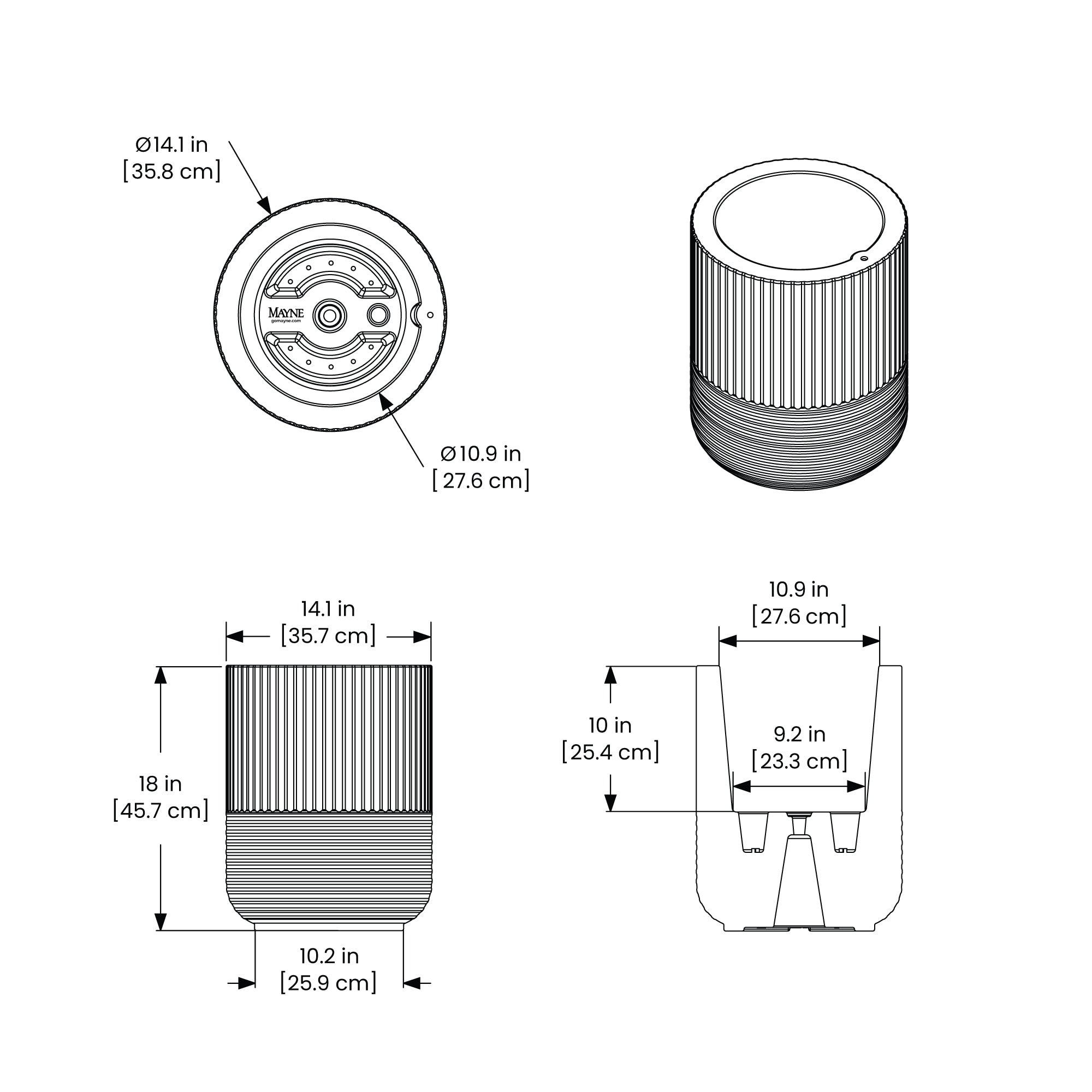 Mayne Arden 18in Round Planter