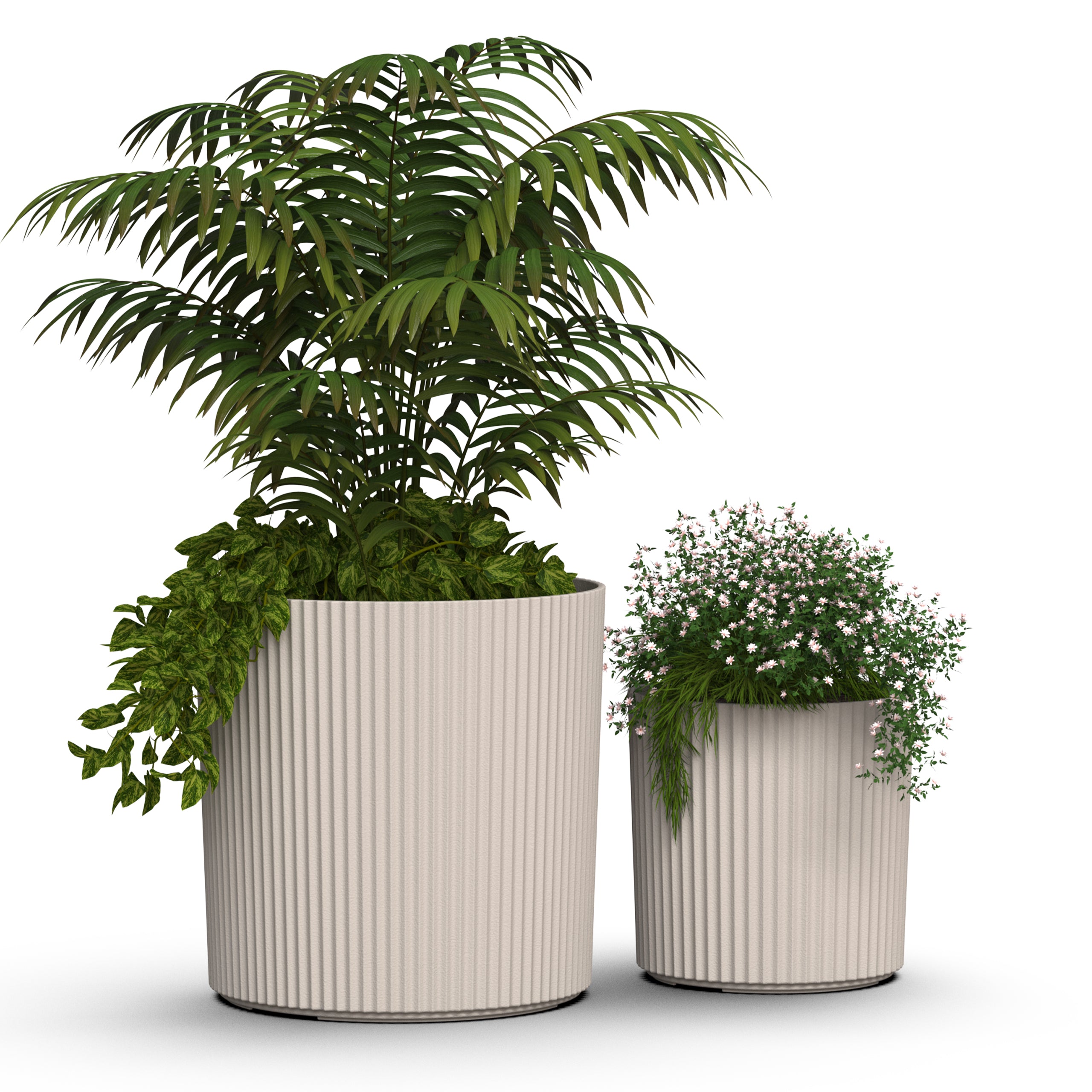 Mayne Serene Round Ribbed Planter with Drainage Hole