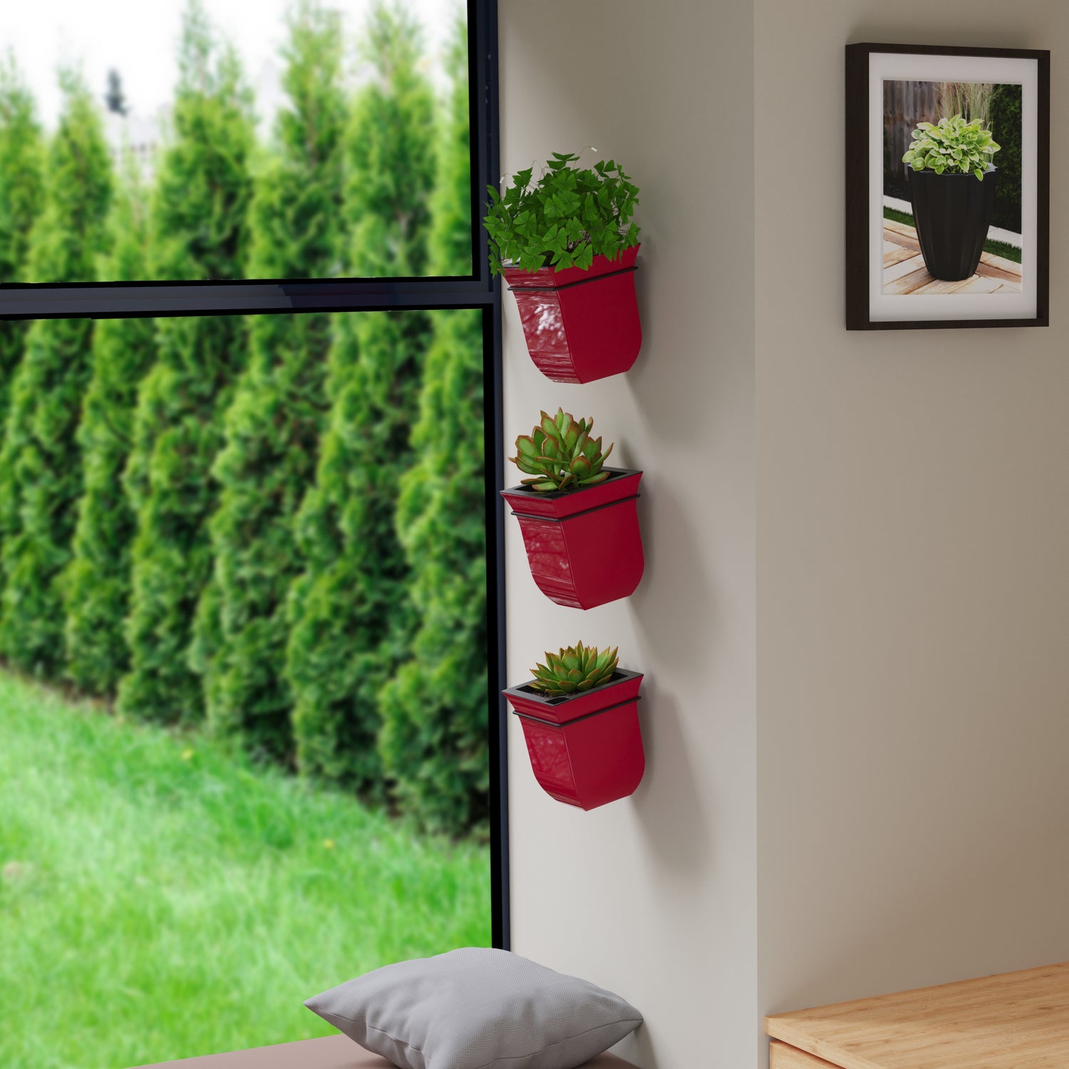 Mayne Valencia 8-Inch Self-Watering Wall Mount Planter (3-Pack)