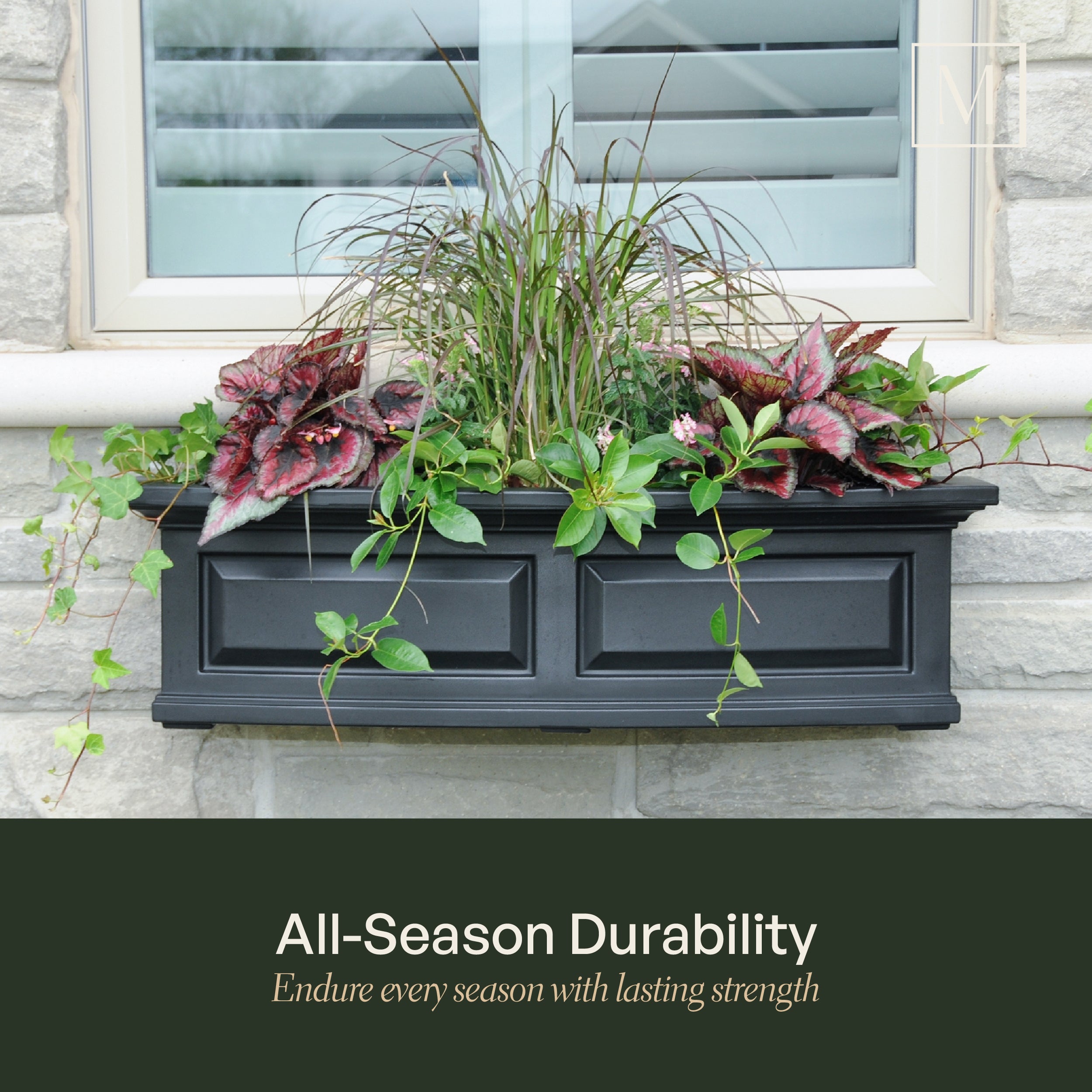 Mayne Nantucket 2ft Self-Watering Window Box with Steel Wall Mount Brackets (Espresso)