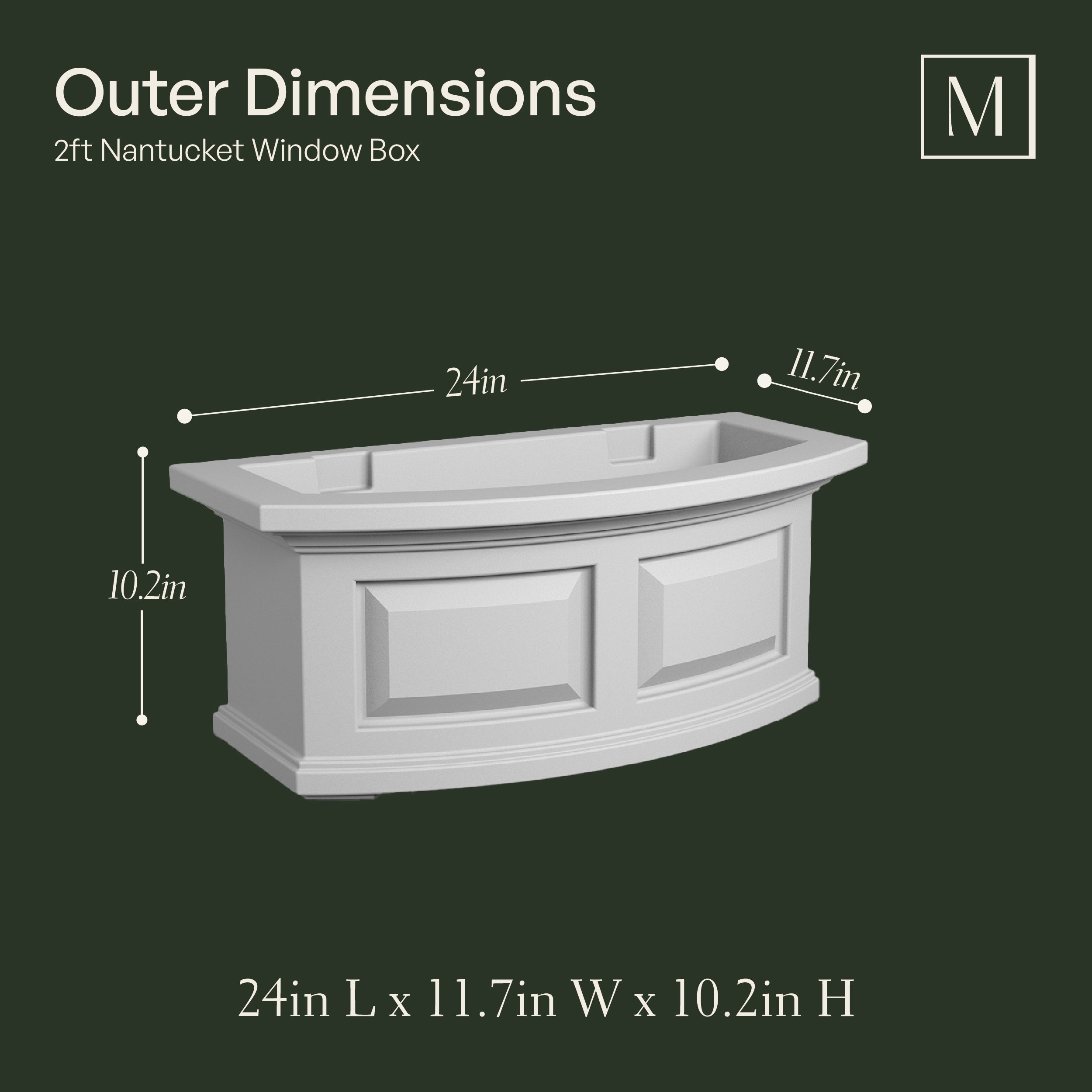 Mayne Nantucket 2ft Self-Watering Window Box with Steel Wall Mount Brackets (Espresso)