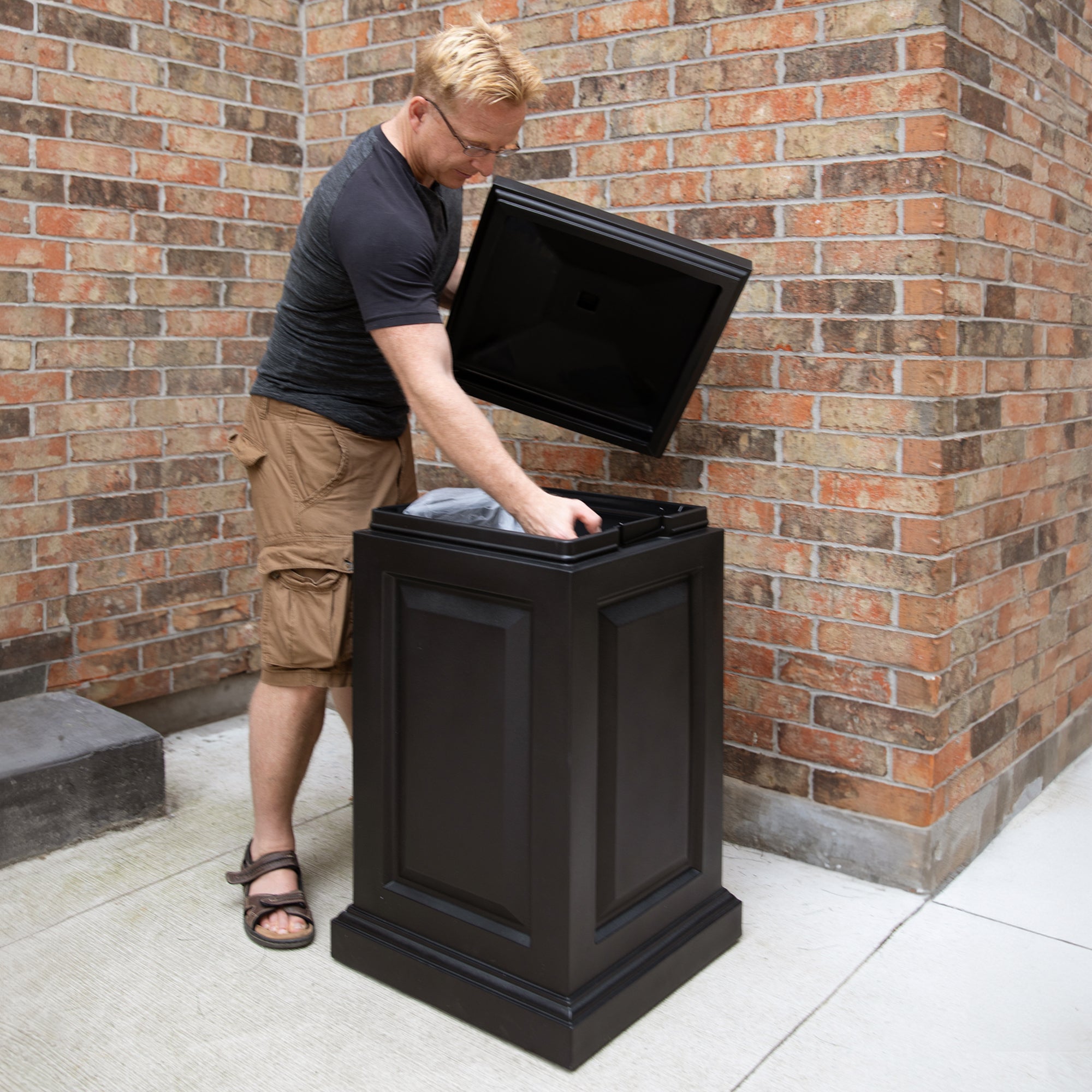 Mayne Berkshire Multi-Purpose Storage Bin - Includes Waste Bag Hooks (Black)