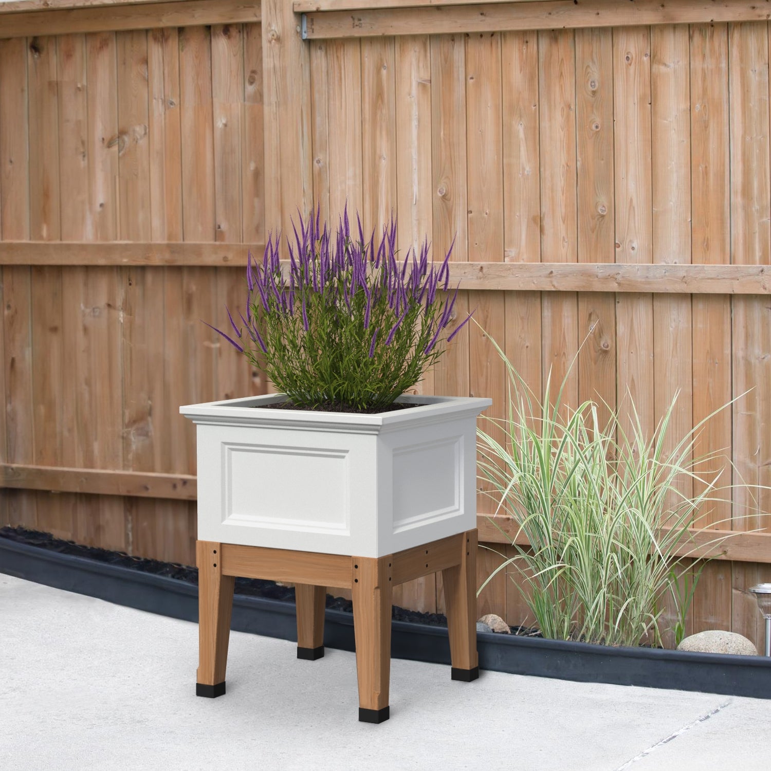 Mayne Fairfield 24-Inch Self-Watering Square Elevated Garden Bed with Wooden Legs