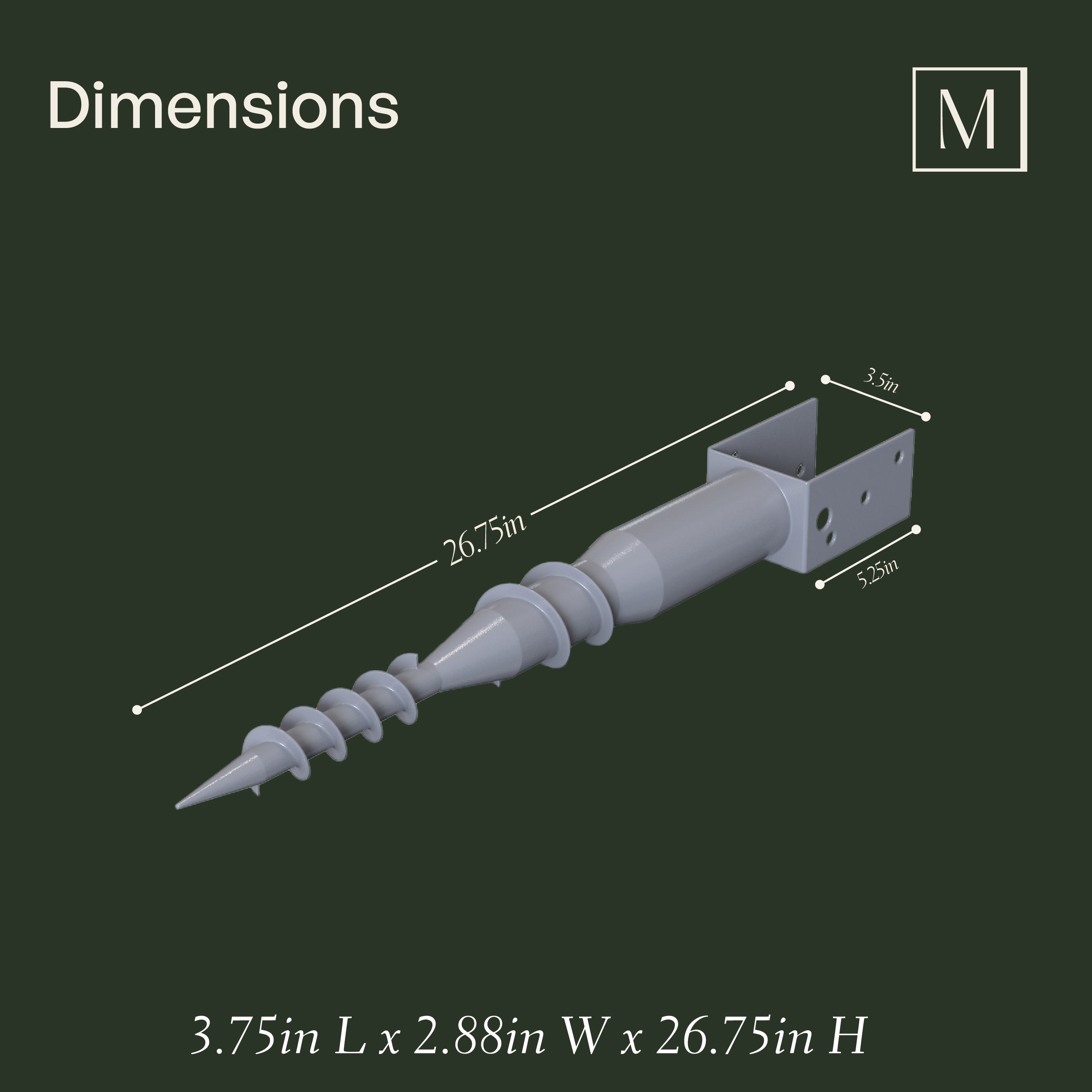 Mayne No Dig Ground Anchor - Includes Lag Bolts & Rebar