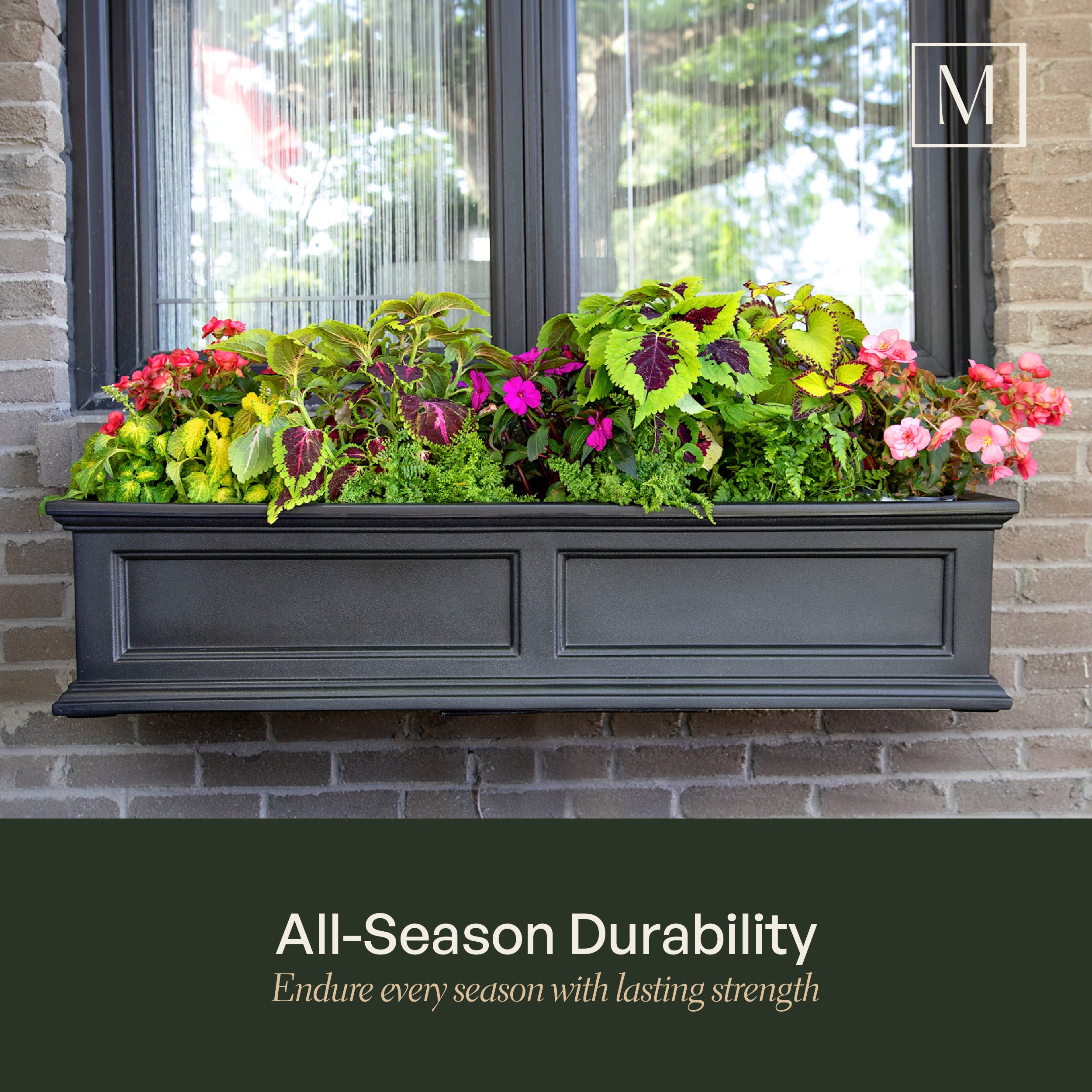 Mayne Fairfield 5ft Self-Watering Window Box with Steel Wall Mount Brackets