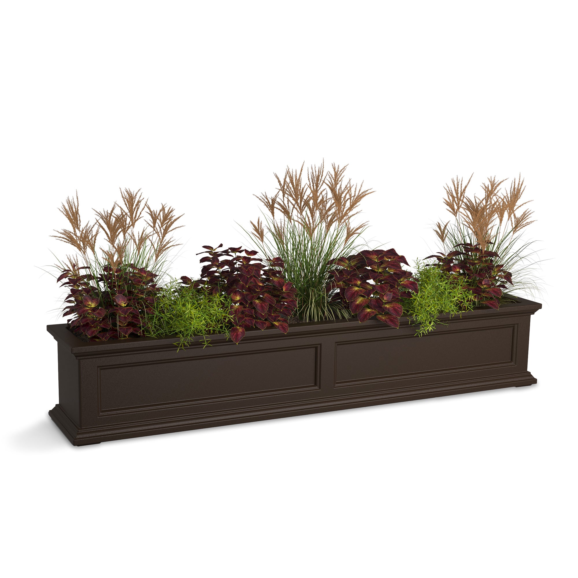Mayne Fairfield 5ft Self-Watering Window Box with Steel Wall Mount Brackets (Graphite Grey & Espresso)