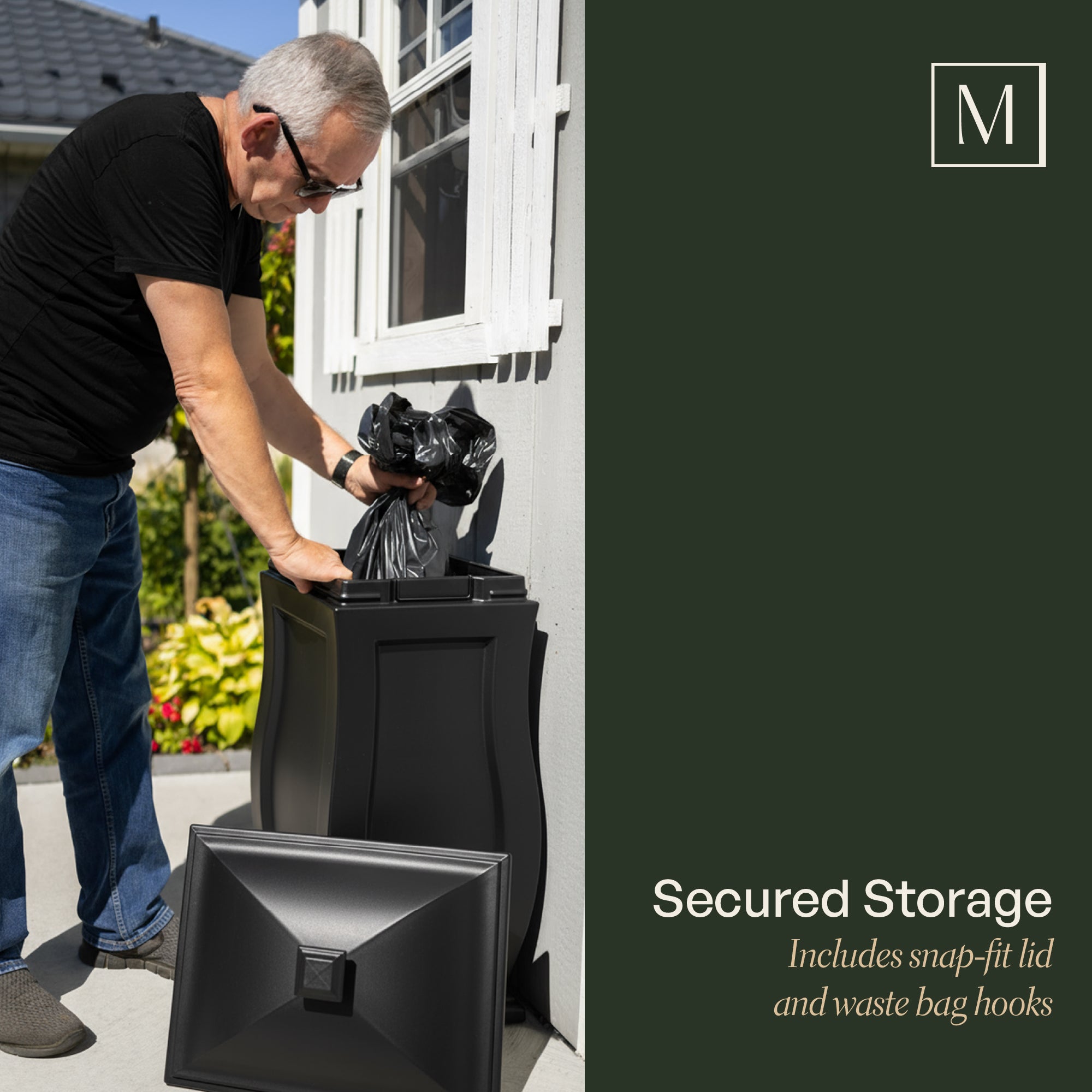 Mayne Mansfield Multi-Purpose Storage Bin - Includes Waste Bag Hooks