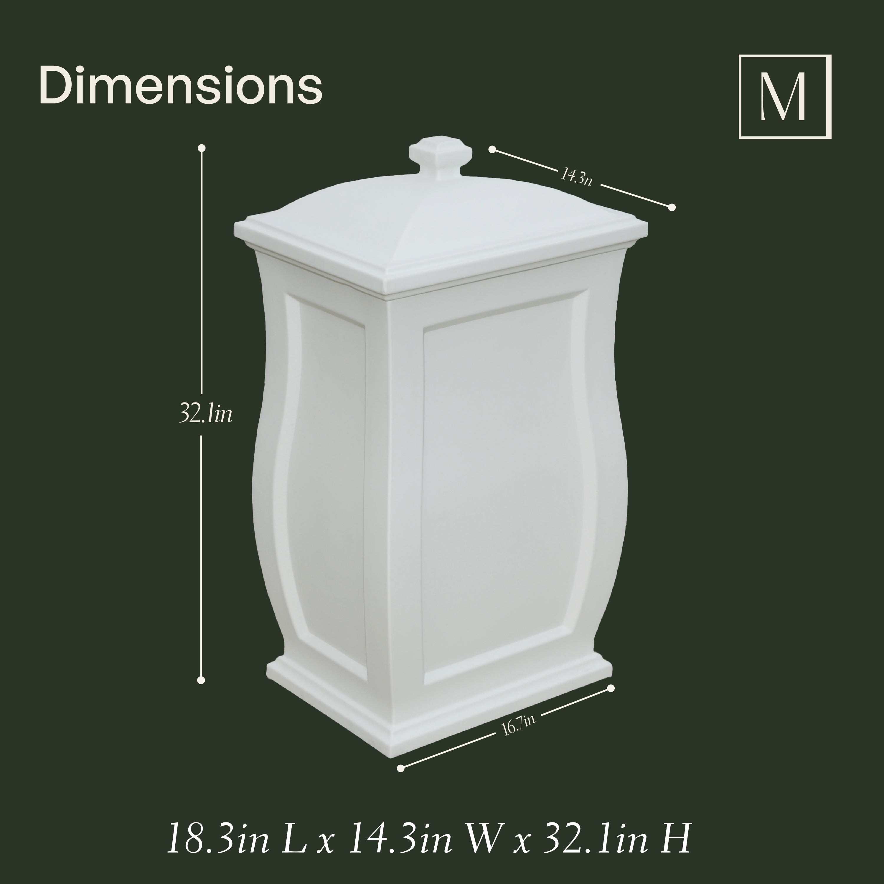 Mayne Mansfield Multi-Purpose Storage Bin - Includes Waste Bag Hooks