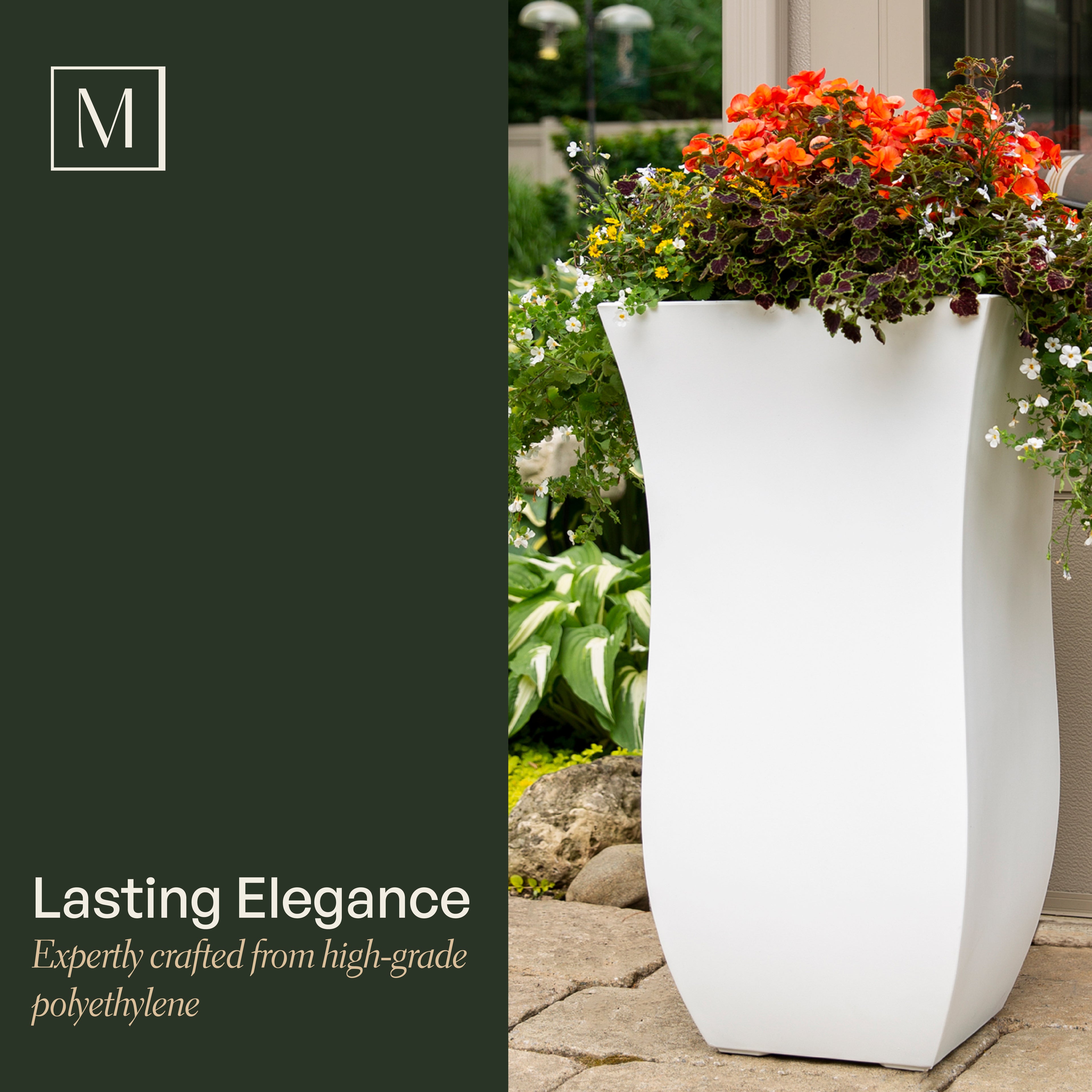 Mayne Valencia 30in Tall Planter (Black, 2-Pack)
