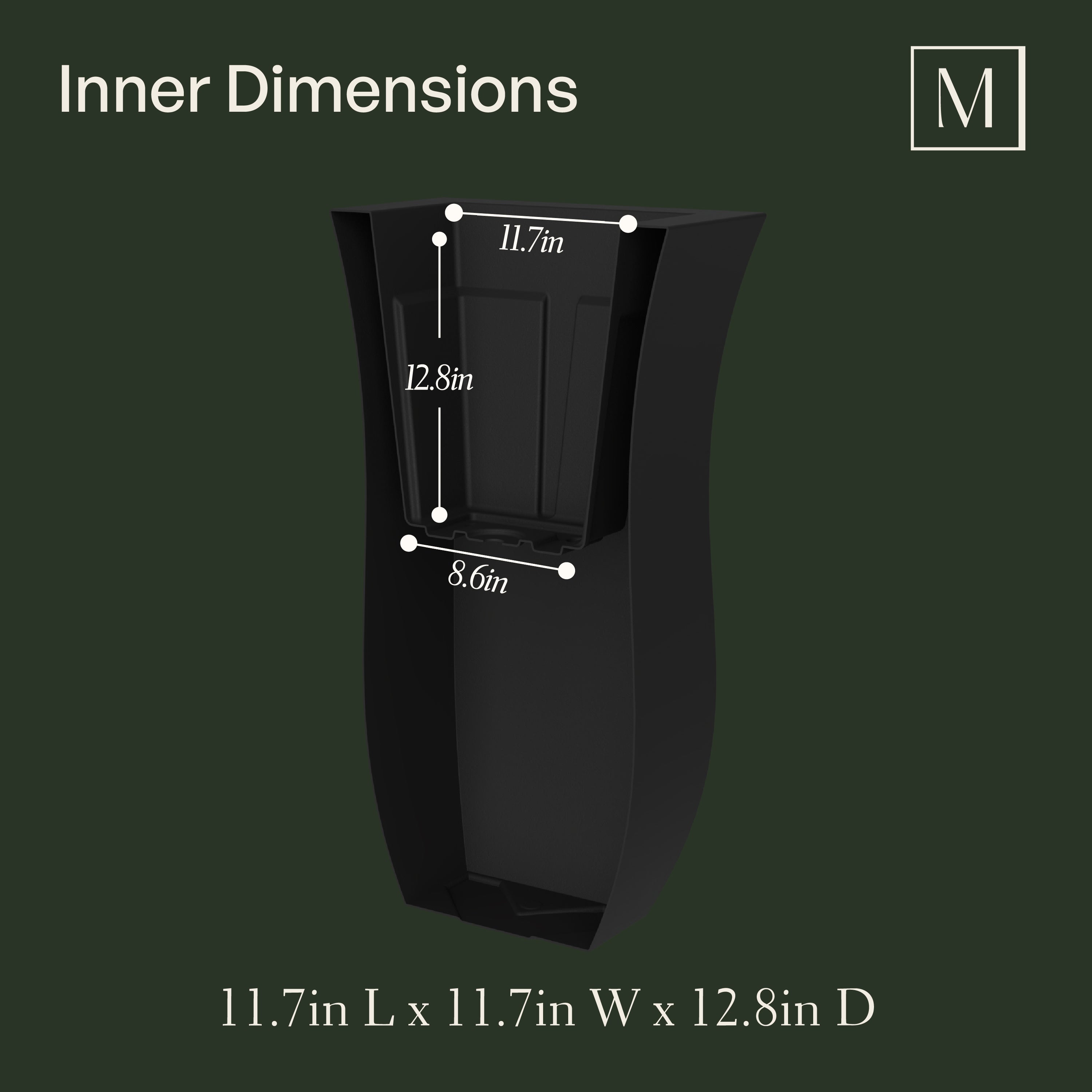 Mayne Valencia 30in Tall Planter (Black, 2-Pack)