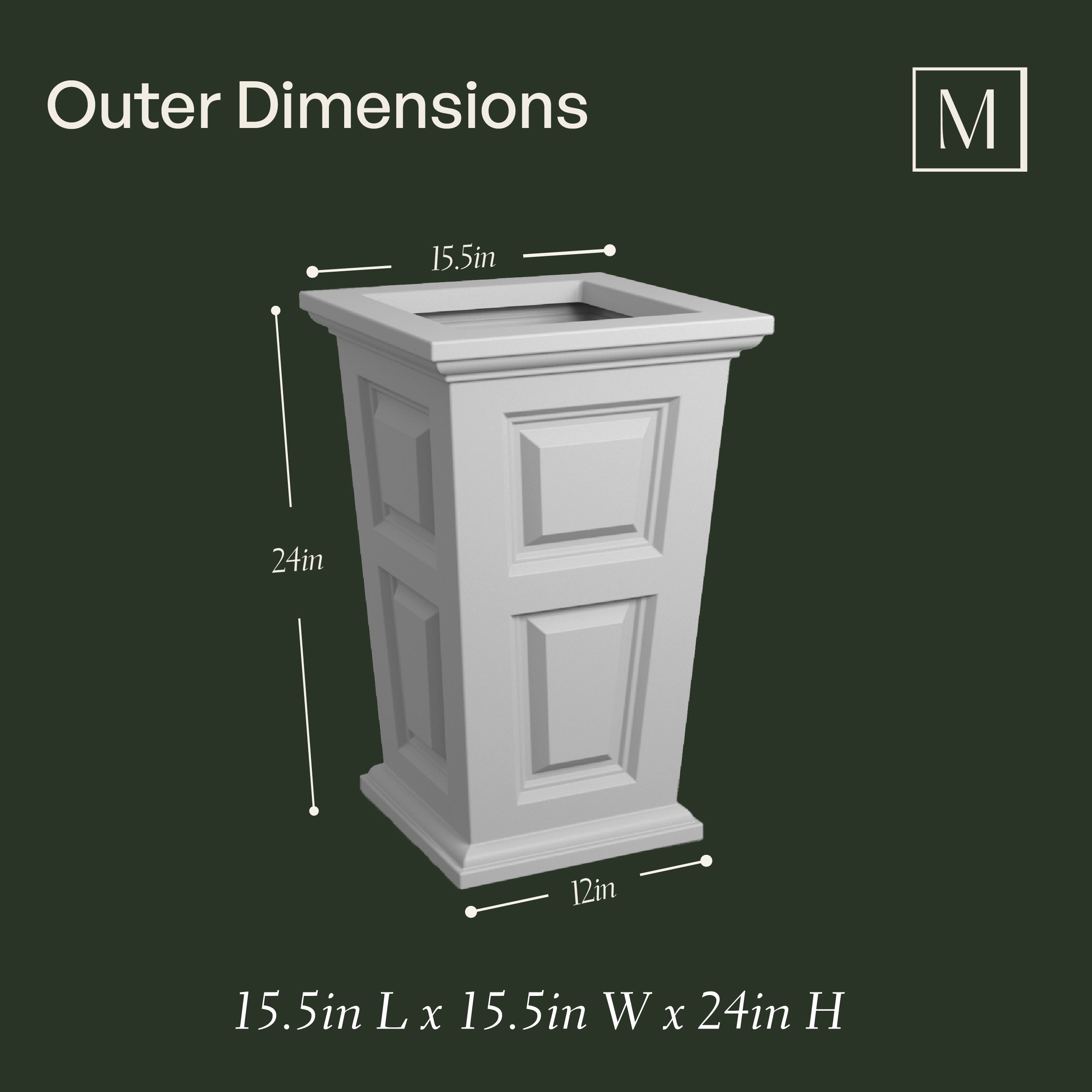 Mayne Wyndham 24-Inch Self-Watering Tall Planter with Removable Planting Insert