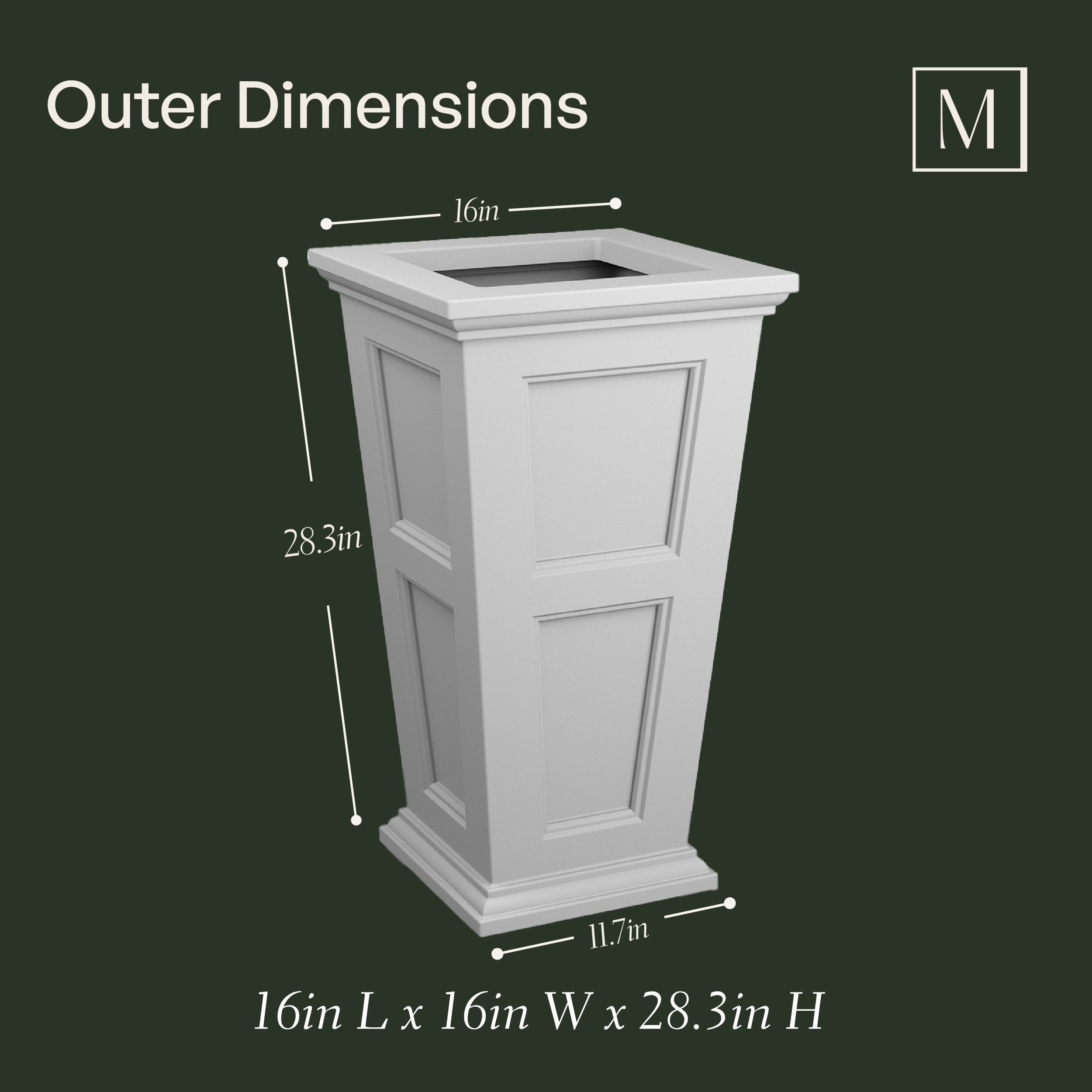 Mayne Fairfield 28-Inch Self-Watering Tall Planter with Removable Planting Insert