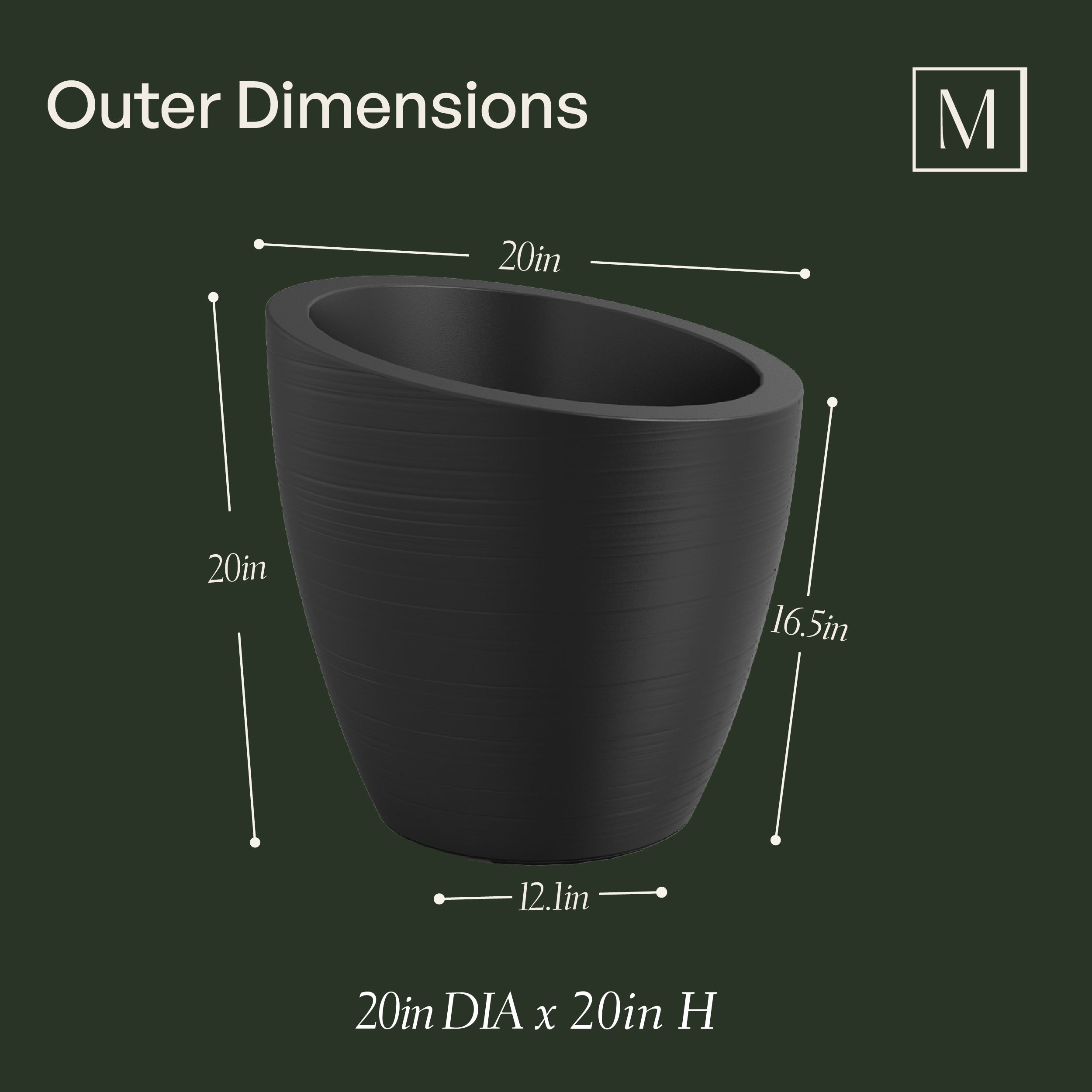 Mayne Modesto 20-Inch Round Indoor and Outdoor Planter (White)