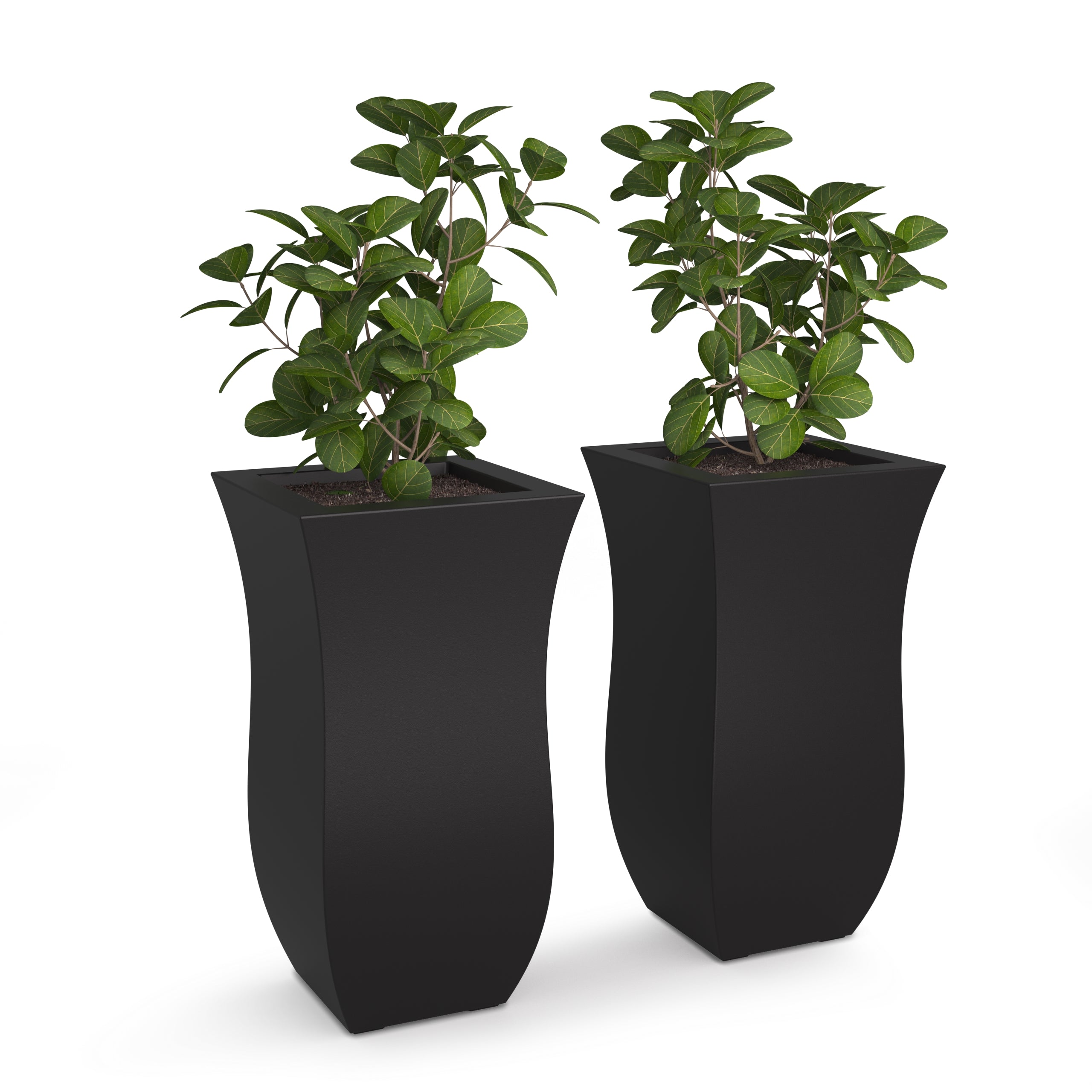 Mayne Valencia 30in Tall Planter (Black, 2-Pack)