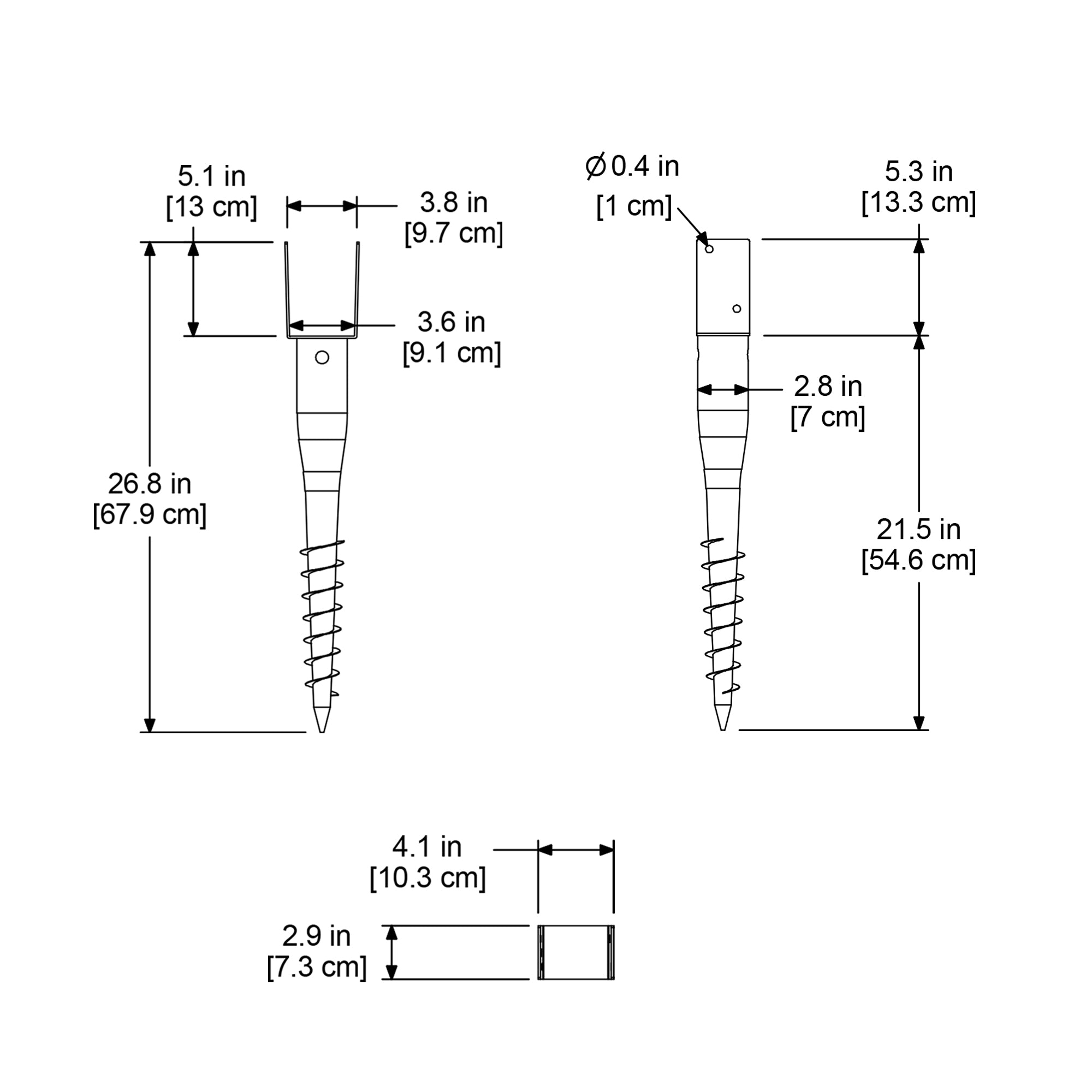 Mayne Mayne No Dig Ground Anchor - Includes Lag Bolts & Rebar