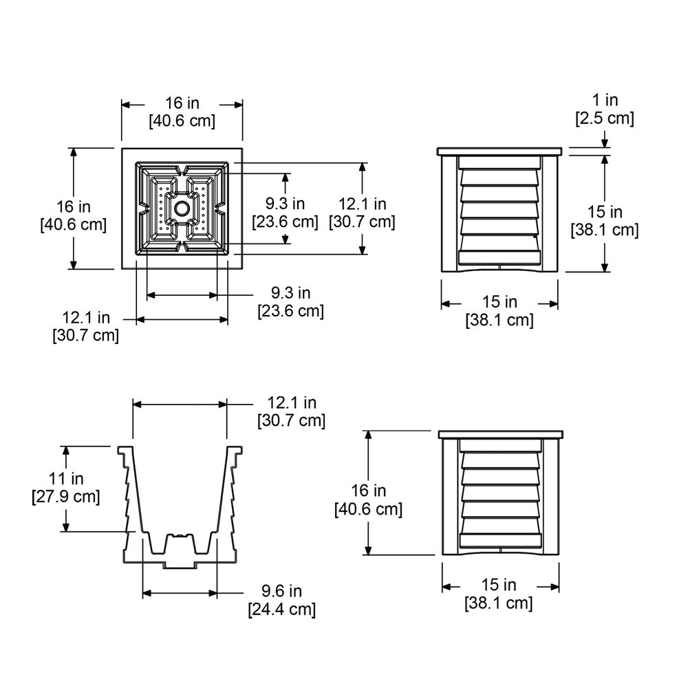 Mayne Lakeland 16in Square Planter