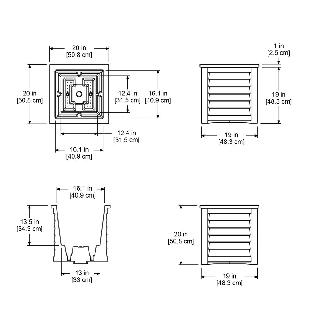 Mayne Lakeland 20in Square Planter