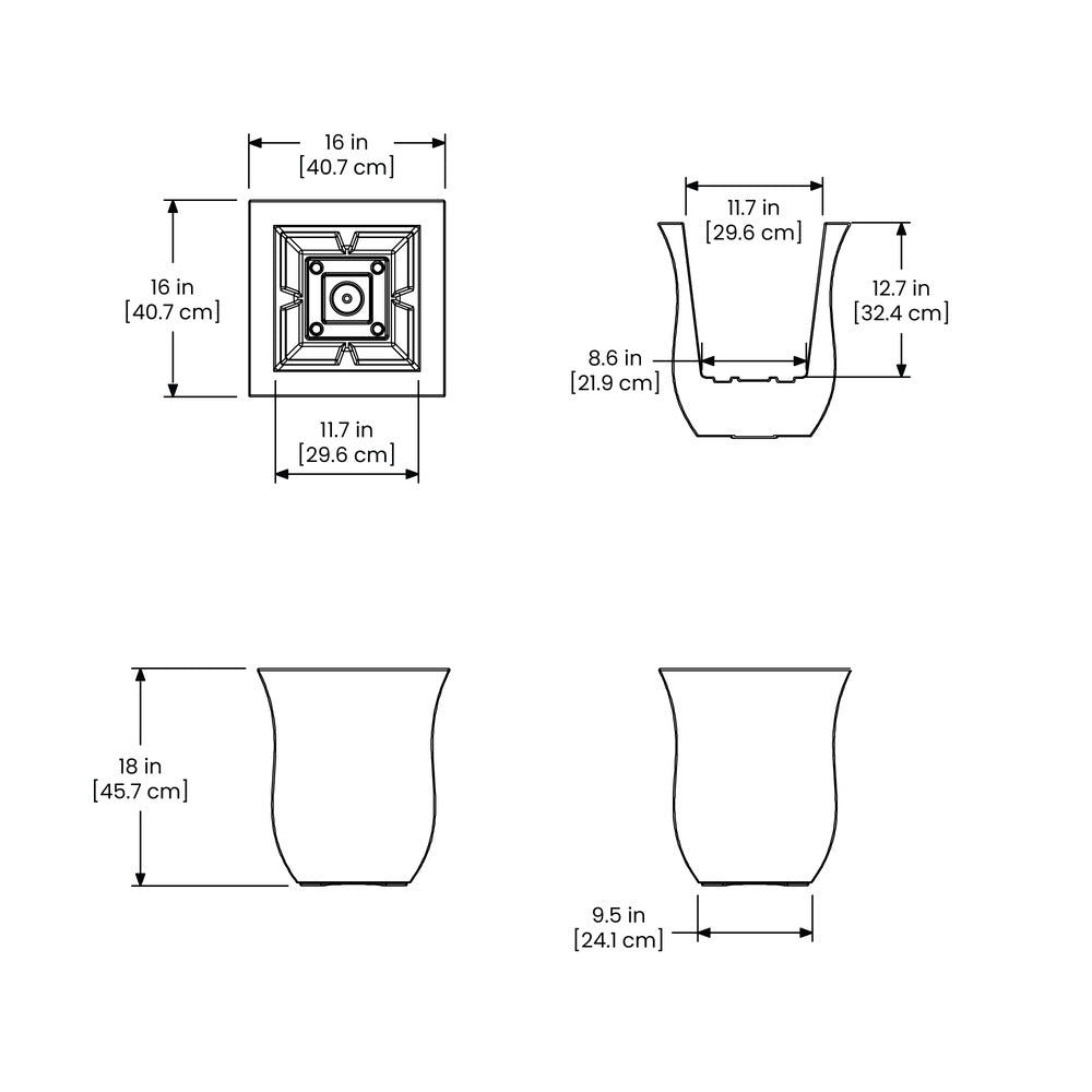 Mayne Valencia 16in Square Planter