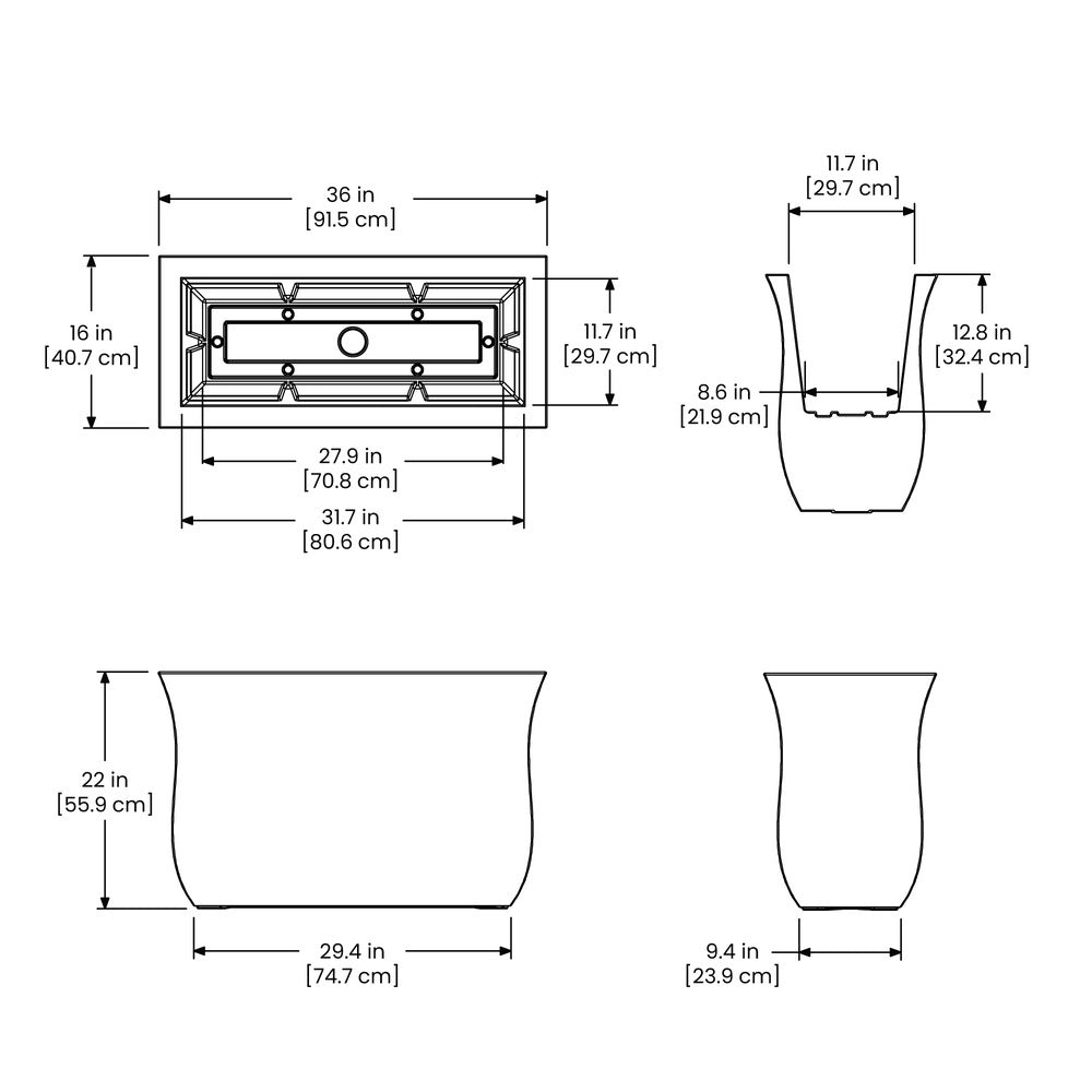 Mayne Valencia 36in x 16in Rectangle Planter