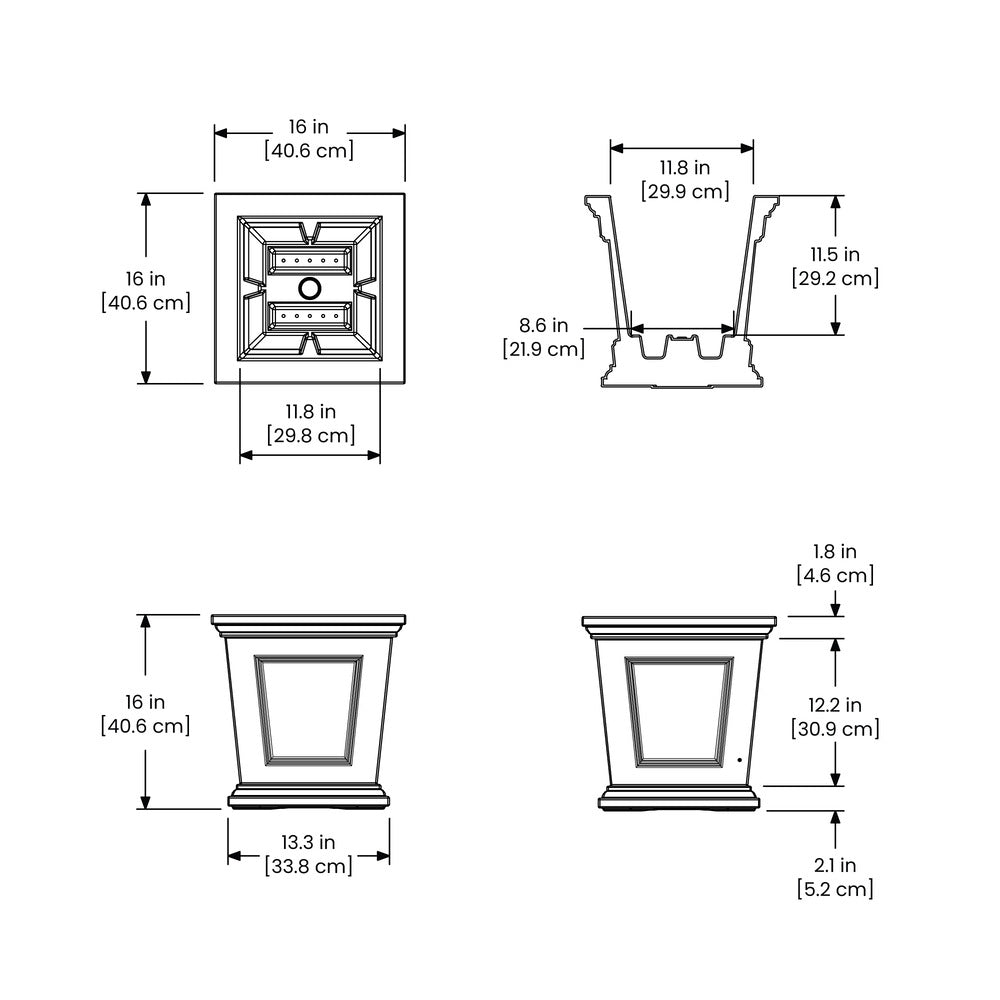 Mayne Fairfield 16in Square Planter