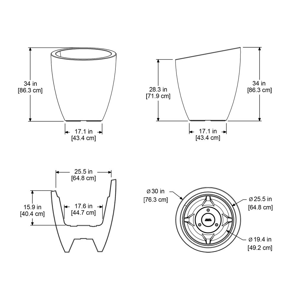 Mayne Modesto 30in Round Planter