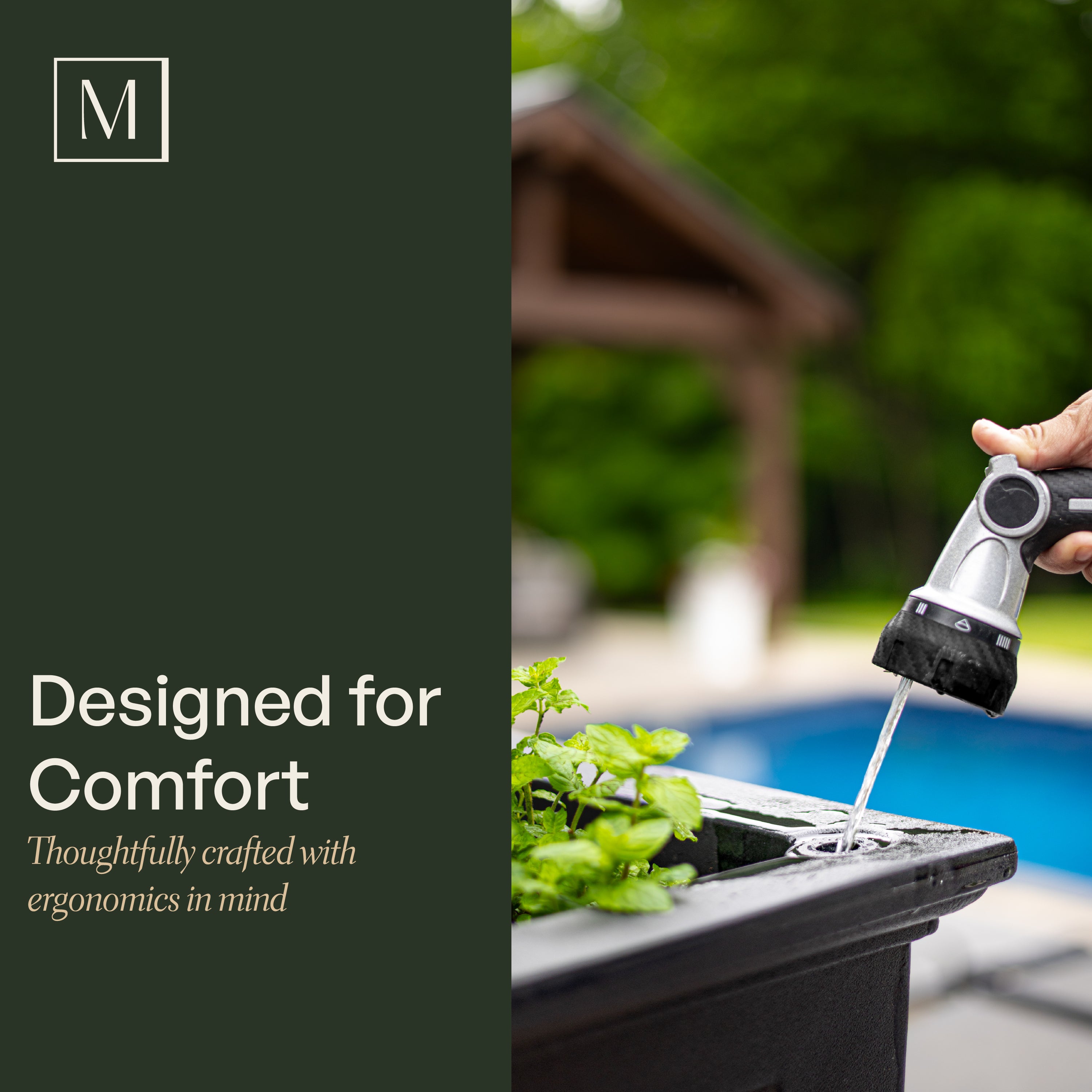 Mayne Fairfield 24-Inch Self-Watering Square Elevated Garden Bed with Wooden Legs (Graphite Grey)