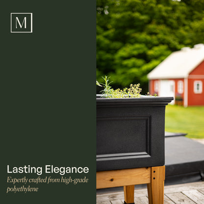 Mayne Fairfield 24-Inch Self-Watering Square Elevated Garden Bed with Wooden Legs (Graphite Grey)