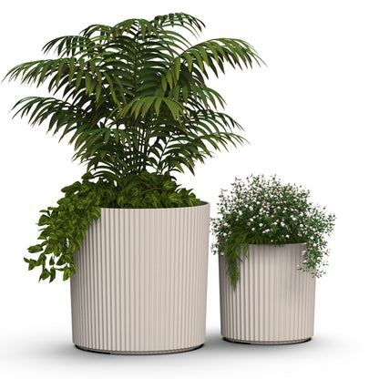 Mayne Serene Round Ribbed Planter with Drainage Hole