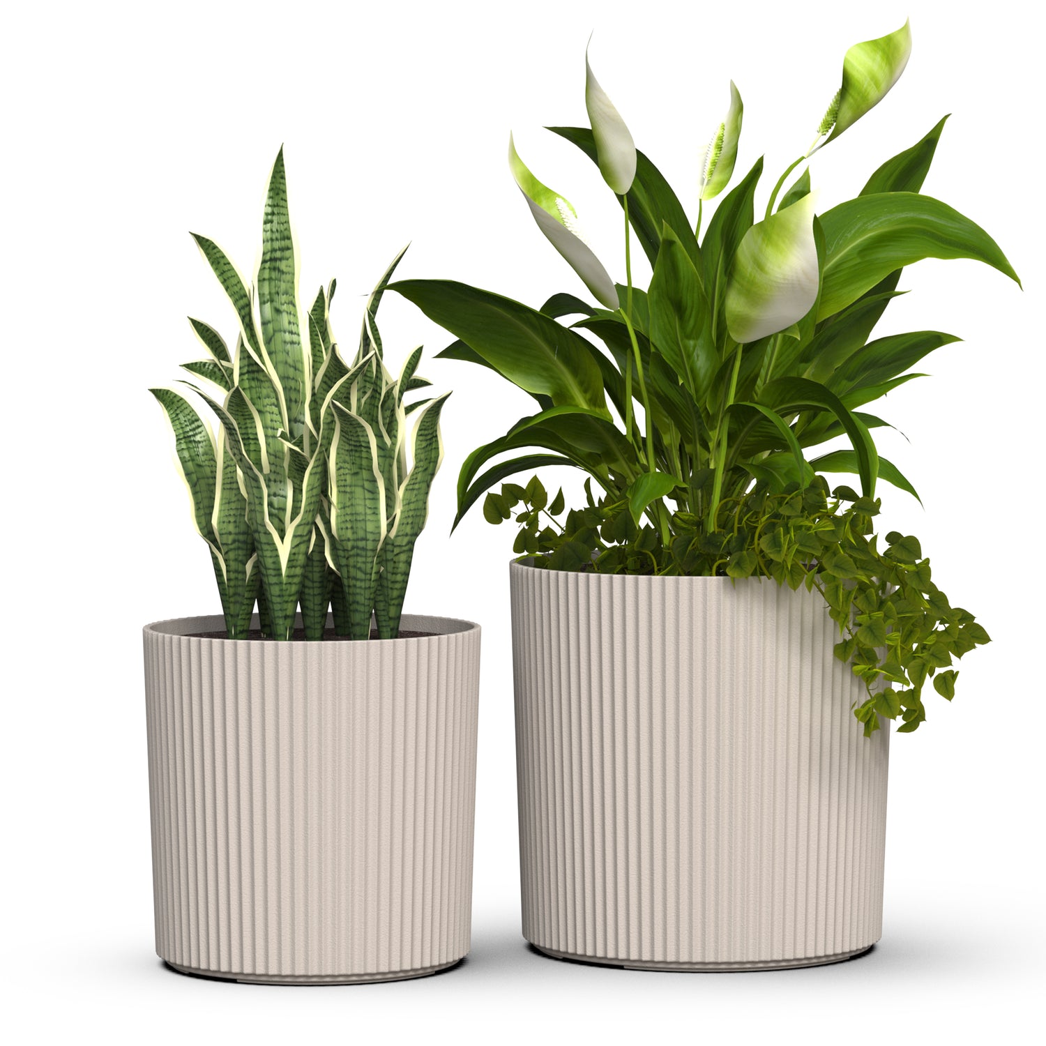 Mayne Serene Round Ribbed Planter with Drainage Hole