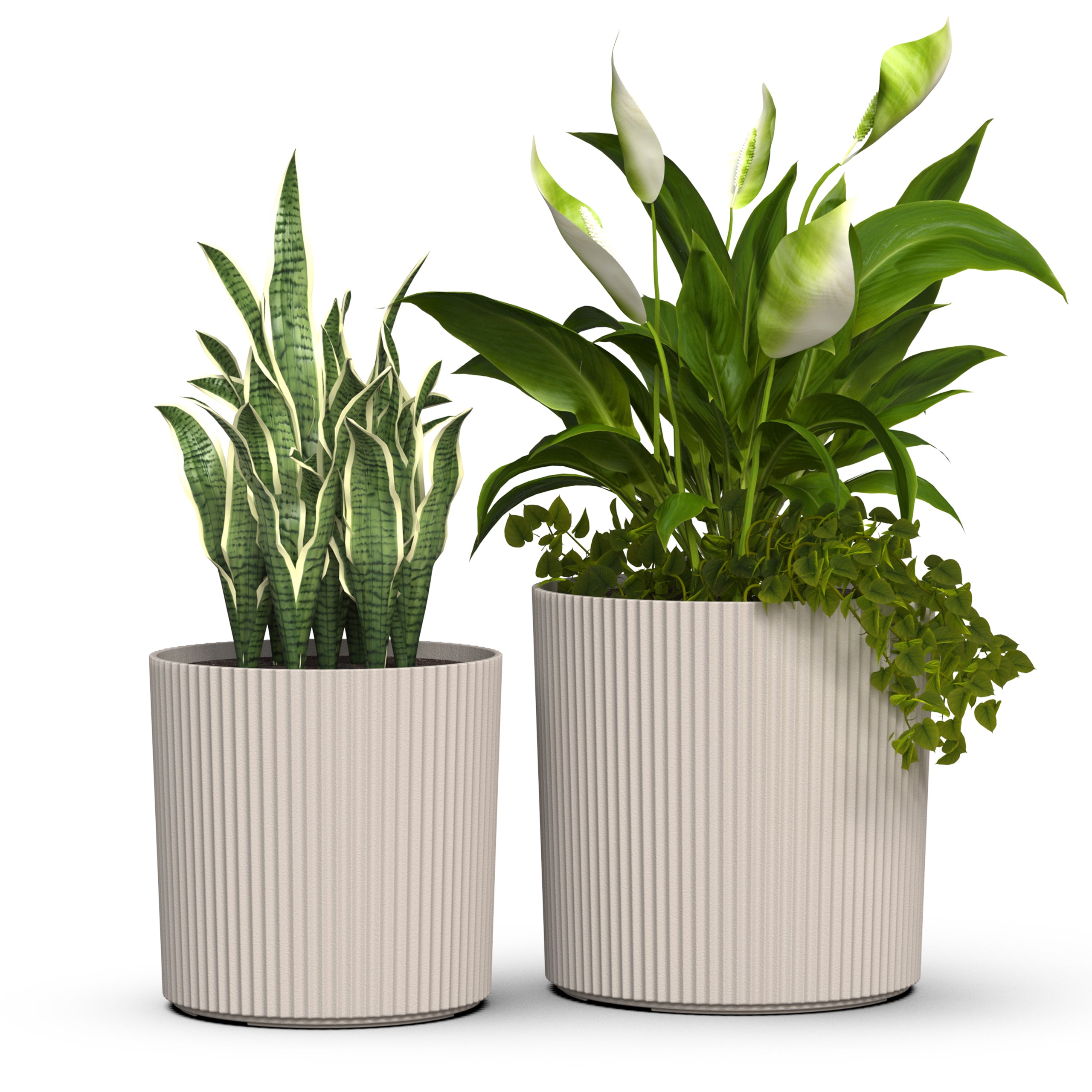 Mayne Serene Round Ribbed Planter with Drainage Hole