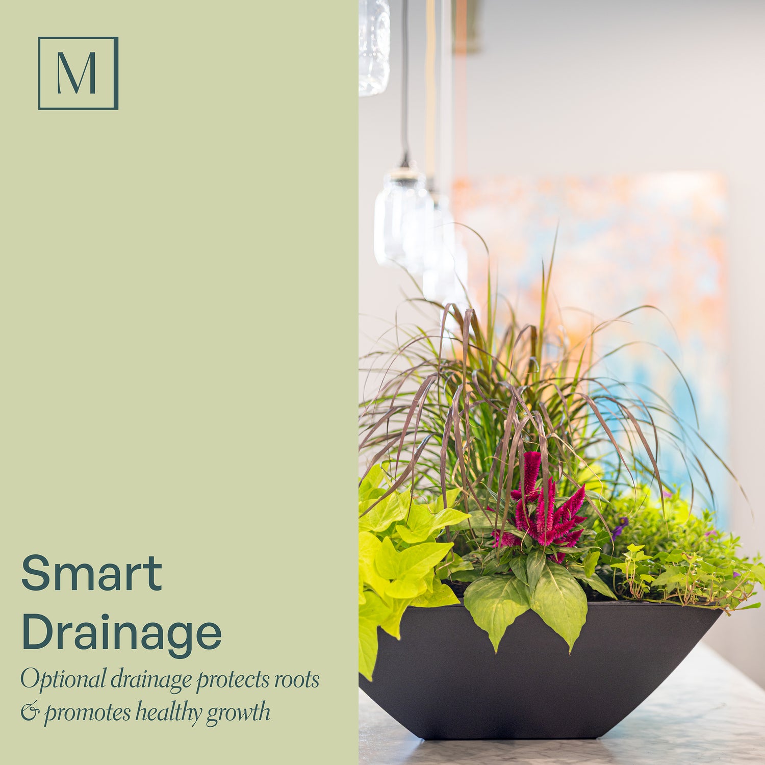 Mayne Evolve 20-Inch Square Tapered Bowl Planter (2-Pack)