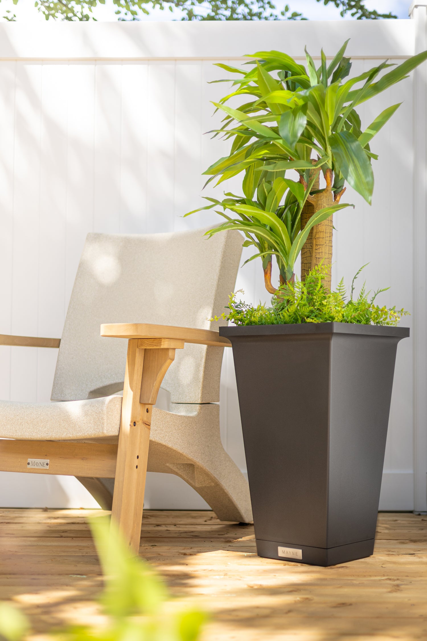 Mayne Evolve 24-Inch Tall Planter with Removable Planting Insert and Drip Tray (2-Pack)