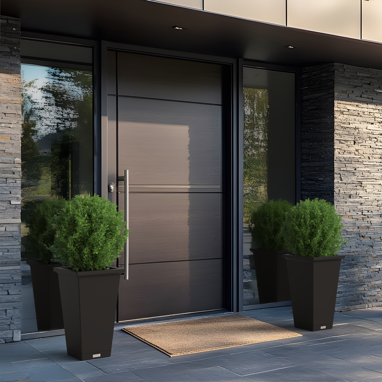 Mayne Evolve 24-Inch Tall Planter with Removable Planting Insert and Drip Tray (2-Pack)