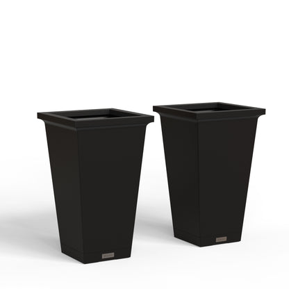 Mayne Evolve 24-Inch Tall Planter with Removable Planting Insert and Drip Tray (2-Pack)