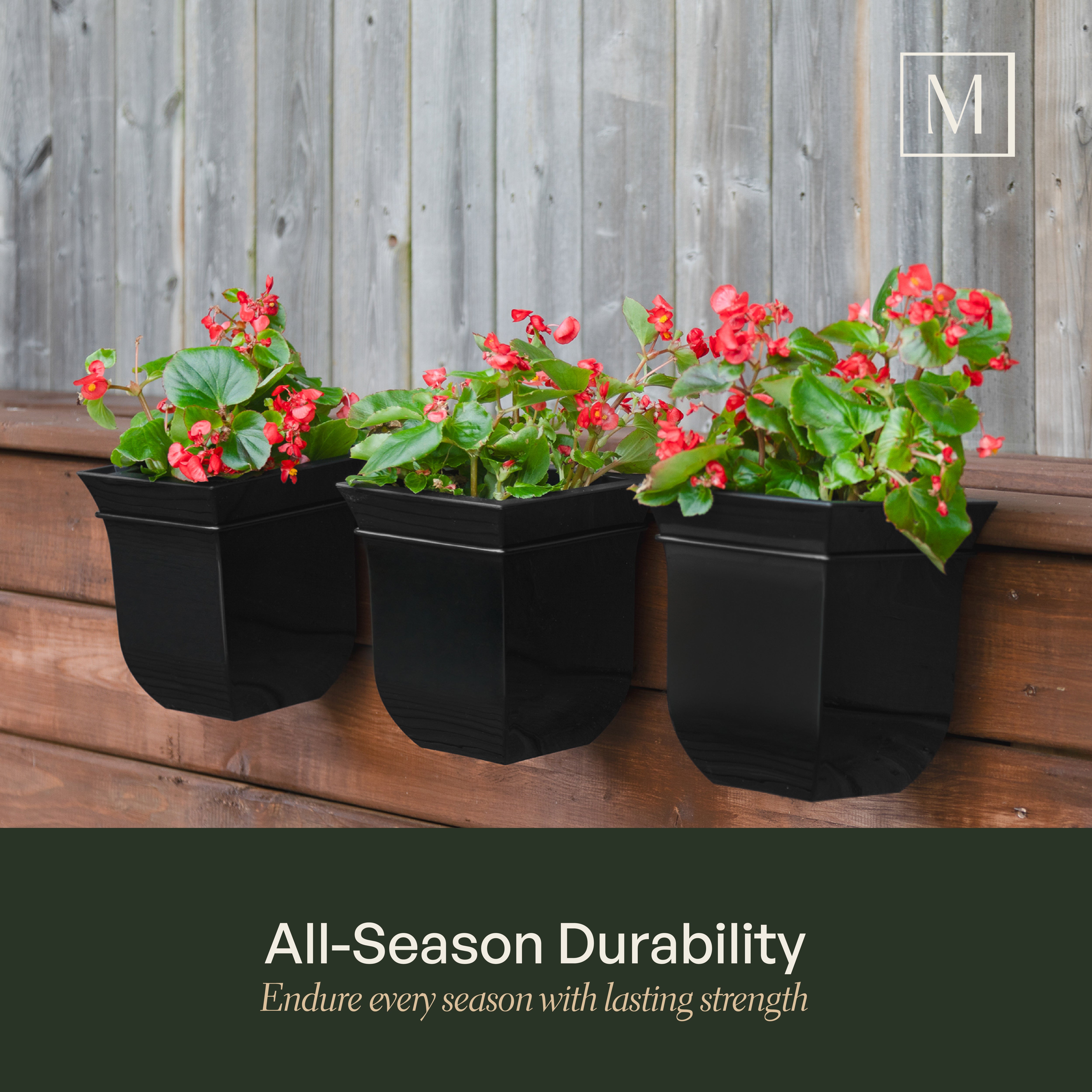 Mayne Valencia 8-Inch Self-Watering Wall Mount Planter (3-Pack