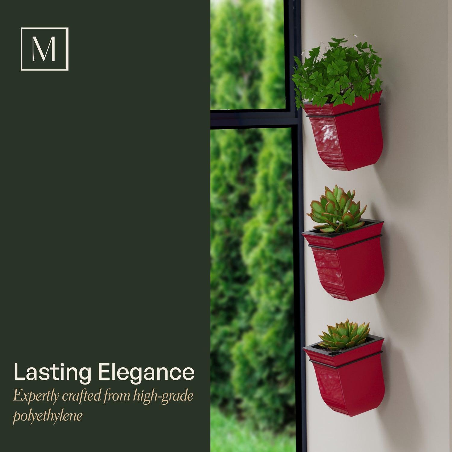 8in hanging planter Mayne Valencia 8-Inch Self-Watering Wall Mount Planter (3-Pack) – Mayne Inc