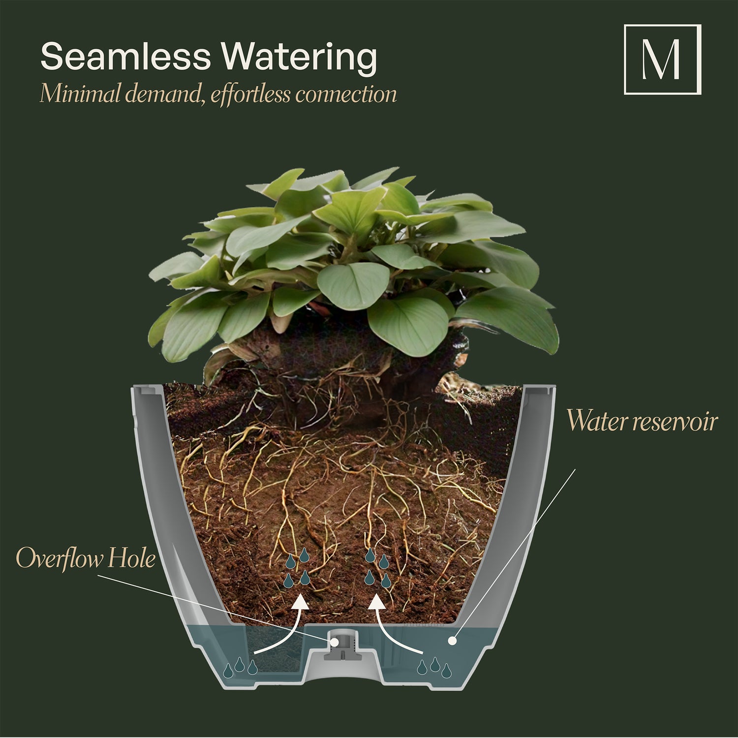 Mayne Caprio 14-Inch Self-Watering Hanging Planter with Water Level Indicator (2-Pack)