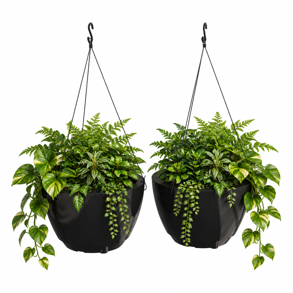 Mayne Caprio 14-Inch Self-Watering Hanging Planter with Water Level Indicator (2-Pack)