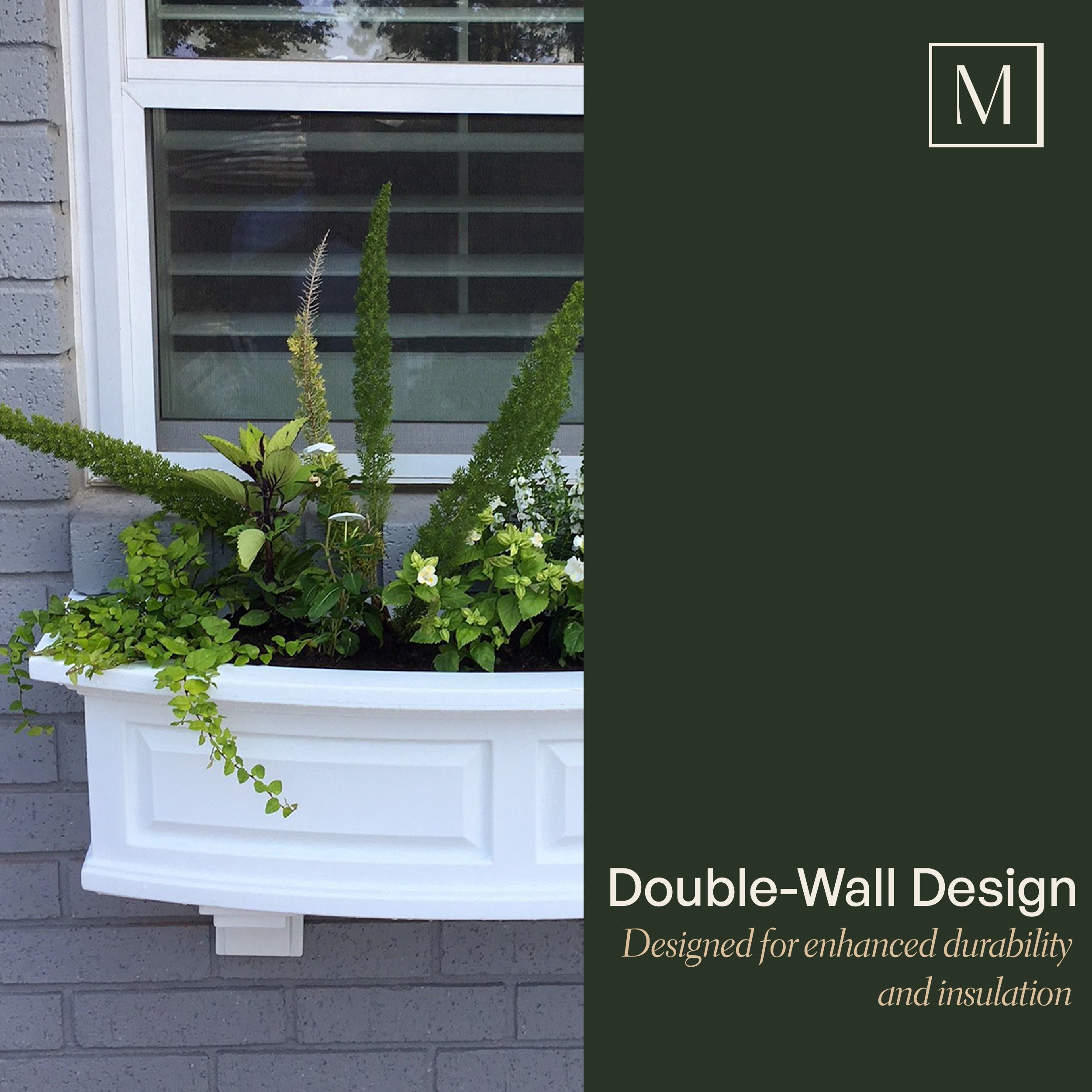 Mayne Nantucket 2ft Self-Watering Window Box with Steel Wall Mount Brackets (Espresso)