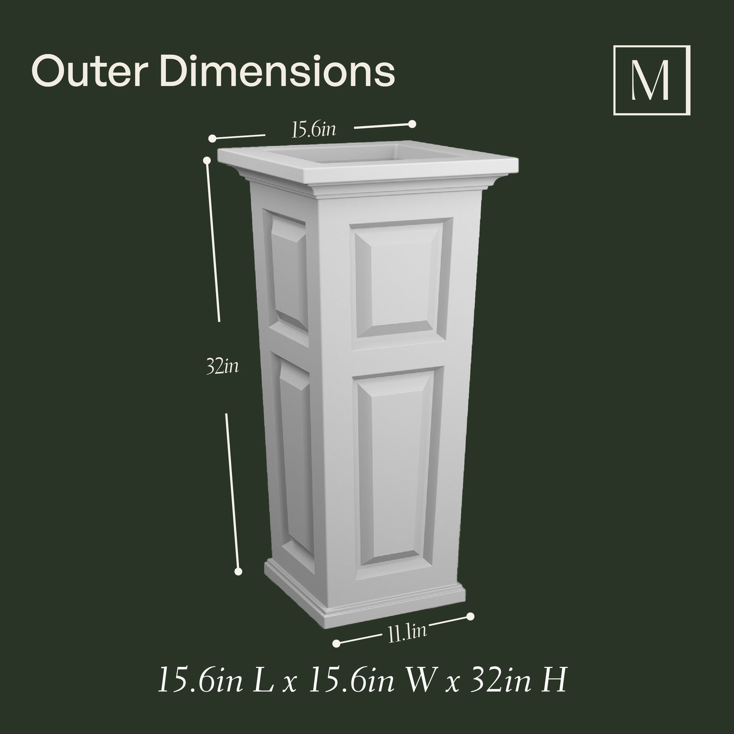 Mayne Nantucket 32-Inch Self-Watering Tall Planter with Removable Planting Insert