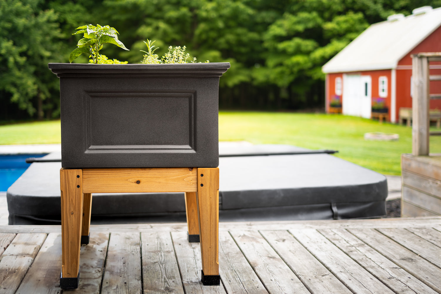 Mayne Fairfield 24-Inch Self-Watering Square Elevated Garden Bed with Wooden Legs