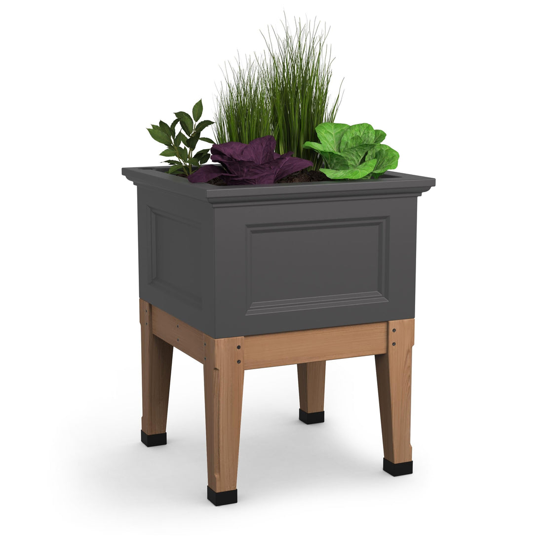 Mayne Fairfield 24-Inch Self-Watering Square Elevated Garden Bed with Wooden Legs (Graphite Grey)