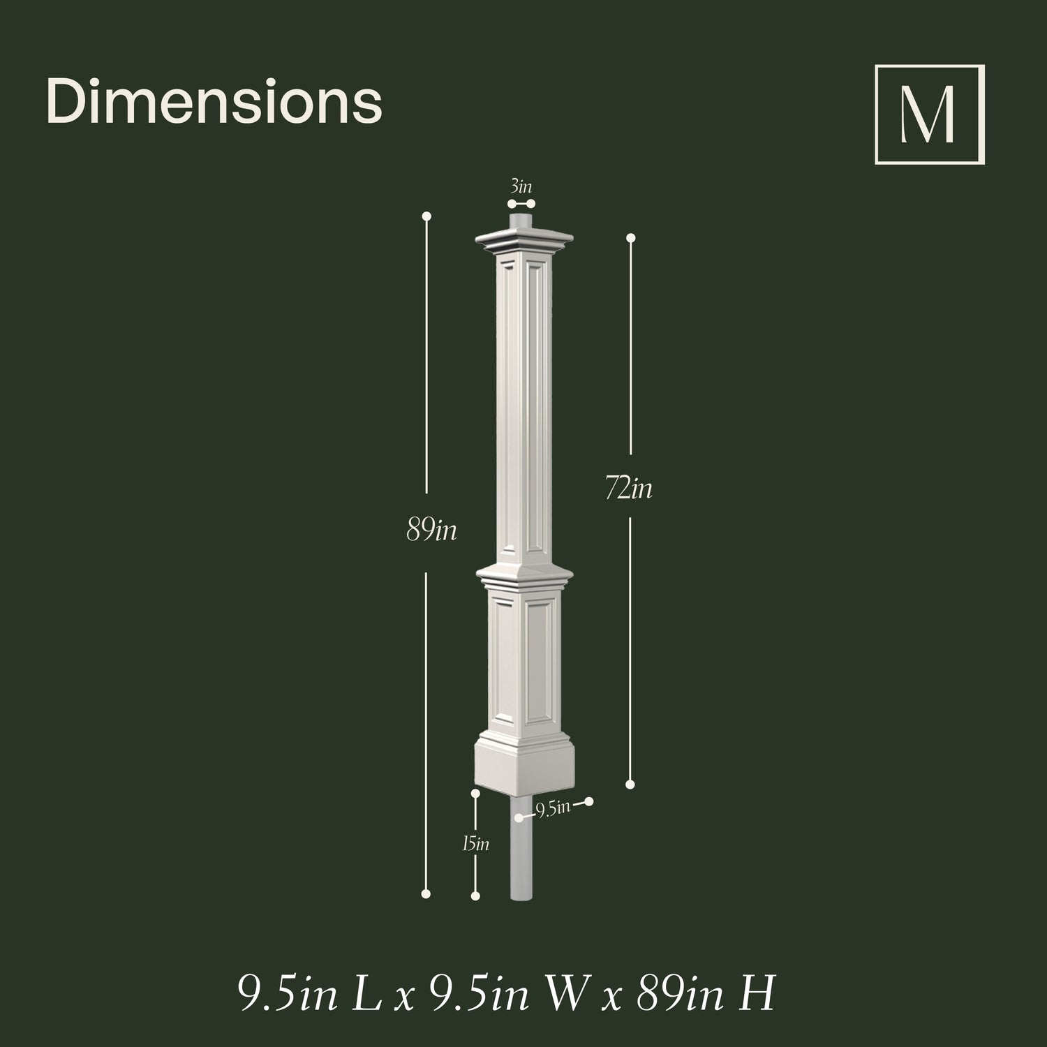 Mayne Signature Lamp Post with PVC Mount