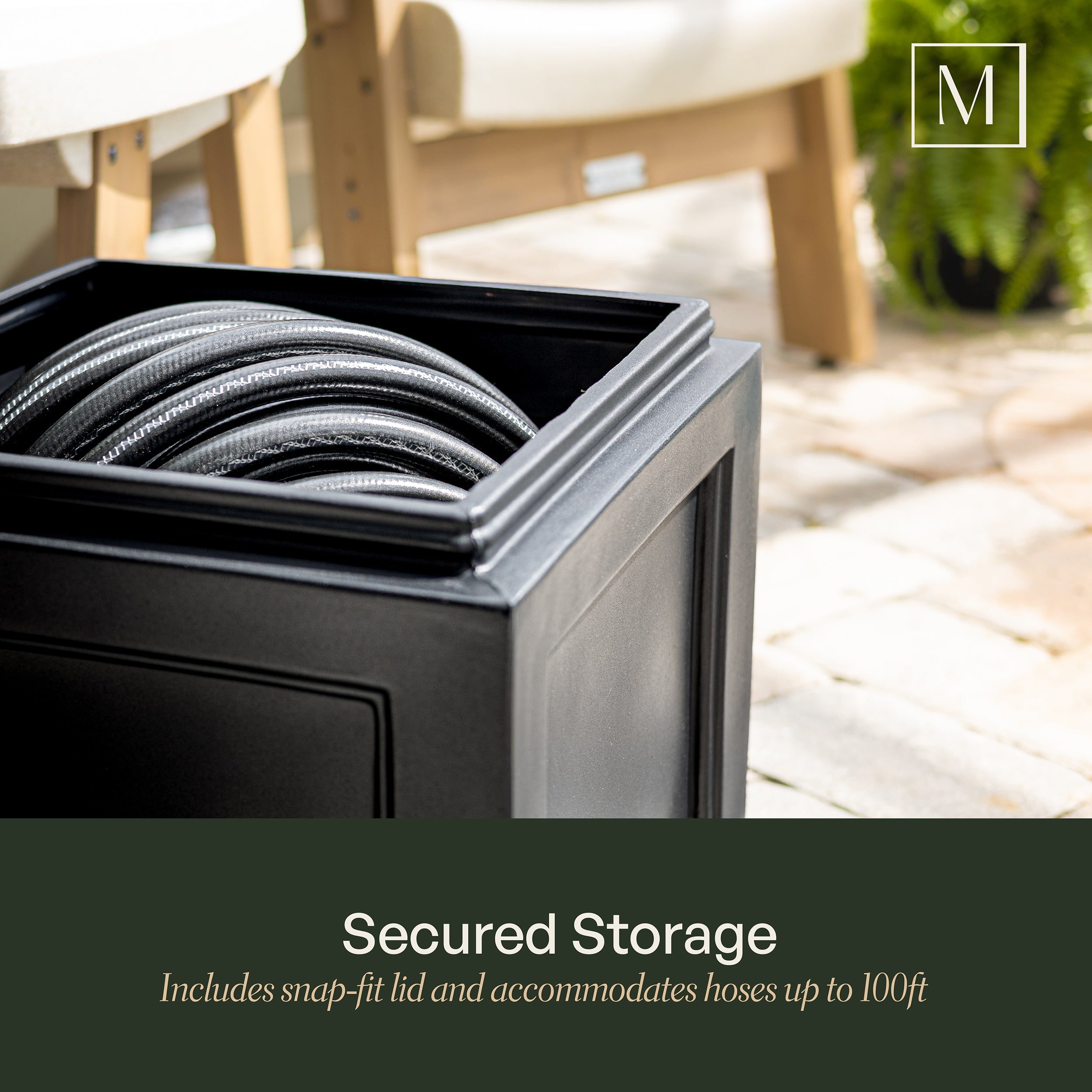 Mayne Fairfield Garden Hose Bin (Black)