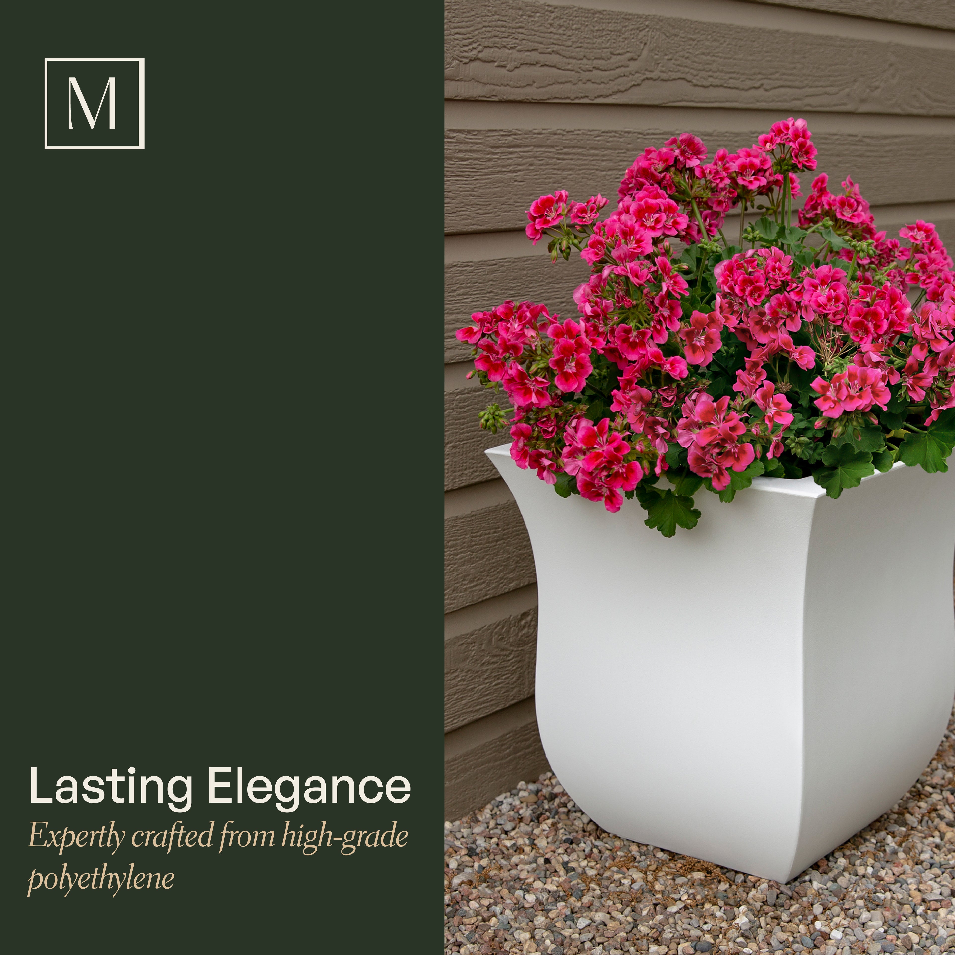 Mayne Valencia 16-Inch Indoor and Outdoor Square Planter (White)