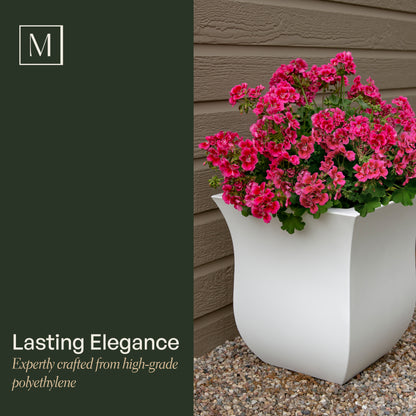 Mayne Valencia 16-Inch Indoor and Outdoor Square Planter (White)