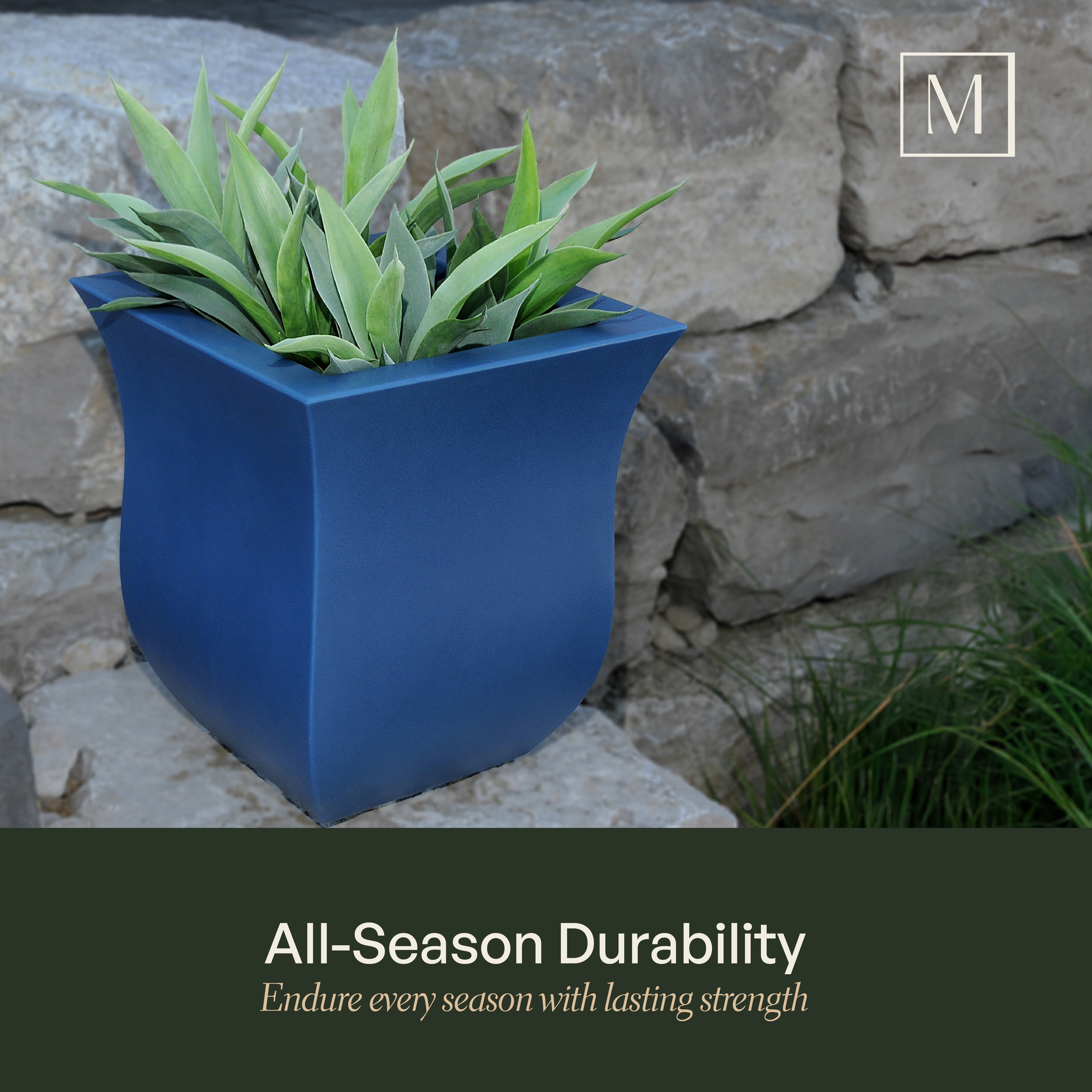 Mayne Valencia 16-Inch Indoor and Outdoor Square Planter (White)