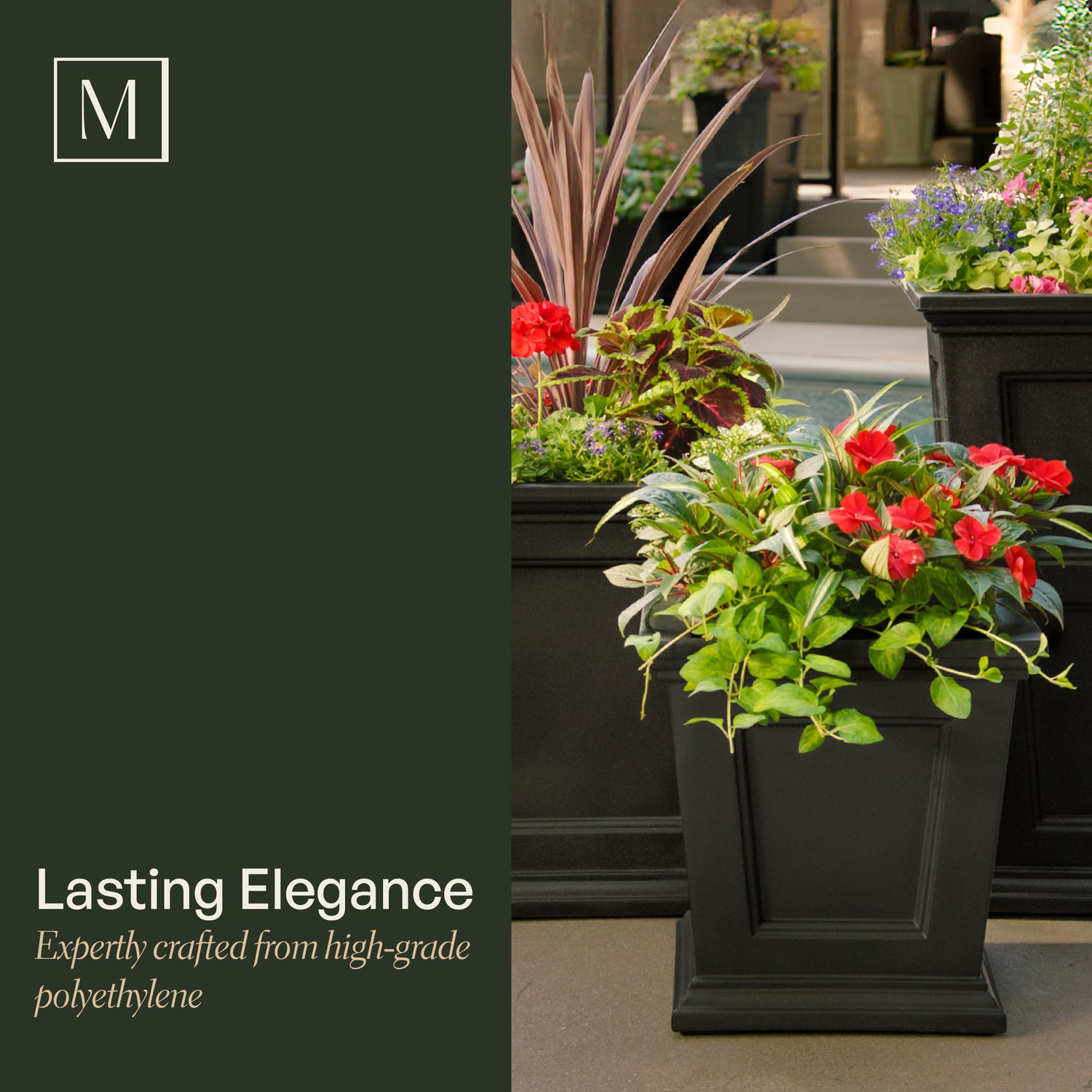 Mayne Fairfield 16in Square Planter (Graphite Grey &amp; Espresso)