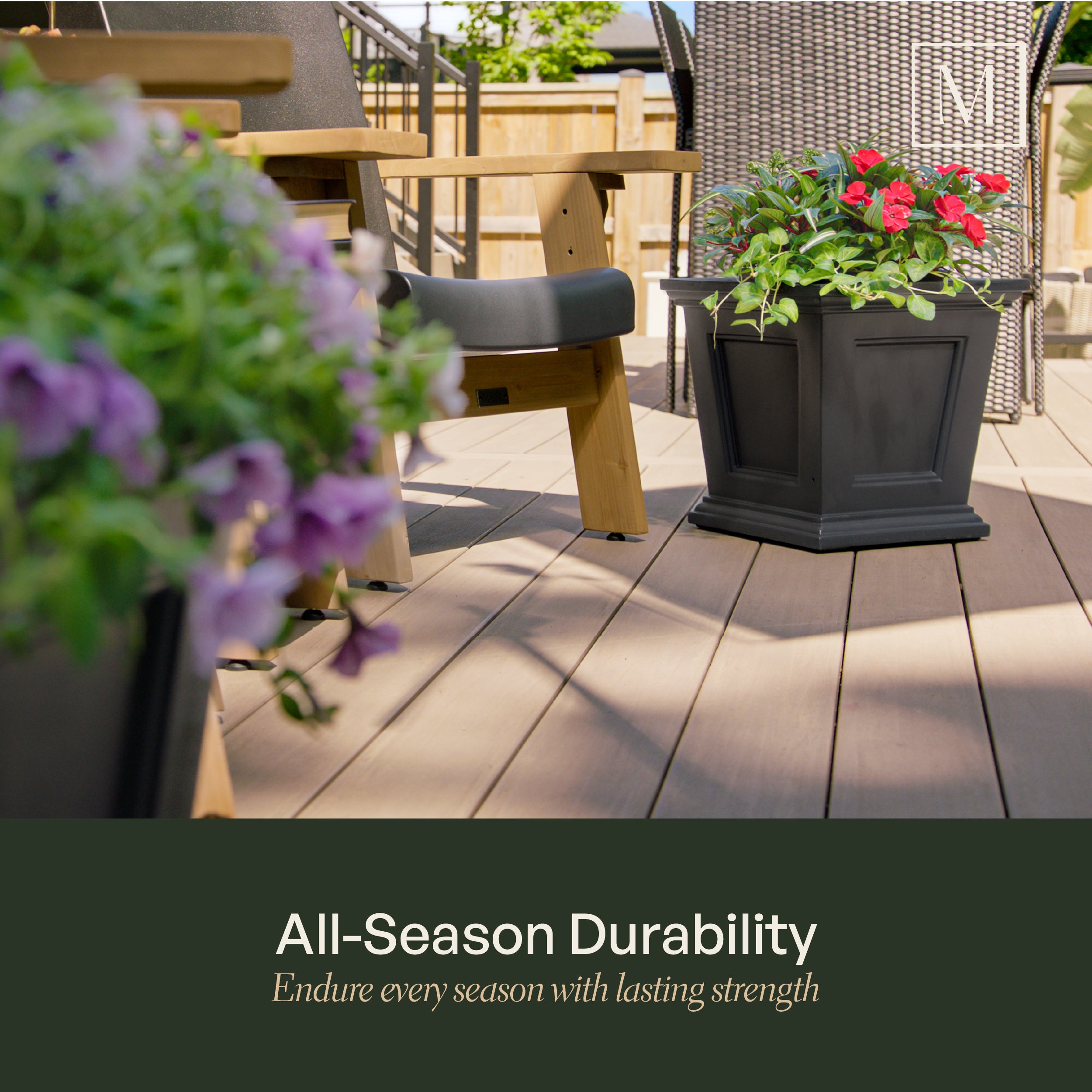 Mayne Fairfield 16in Square Planter (Graphite Grey &amp; Espresso)