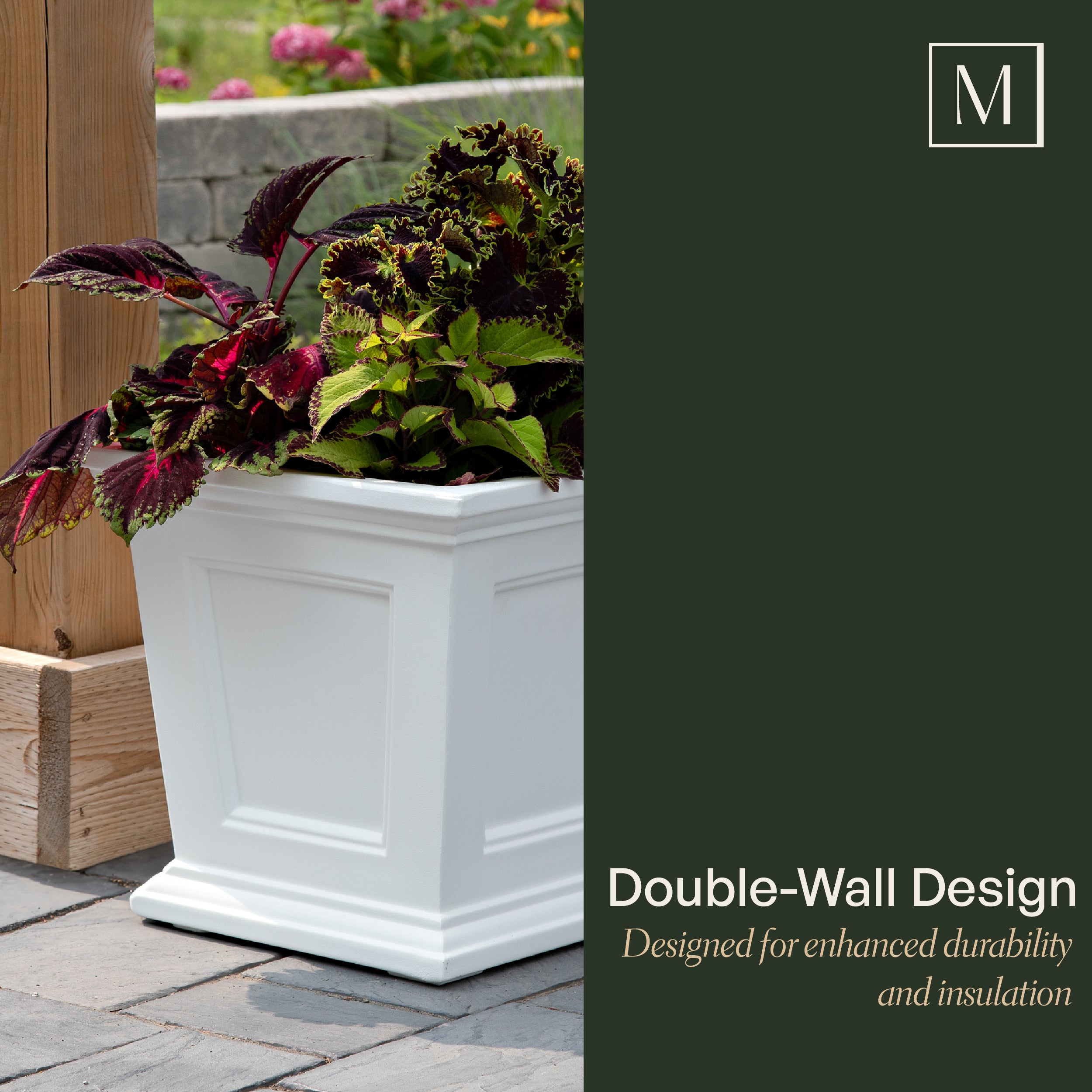 Mayne Fairfield 16in Square Planter (Graphite Grey &amp; Espresso)